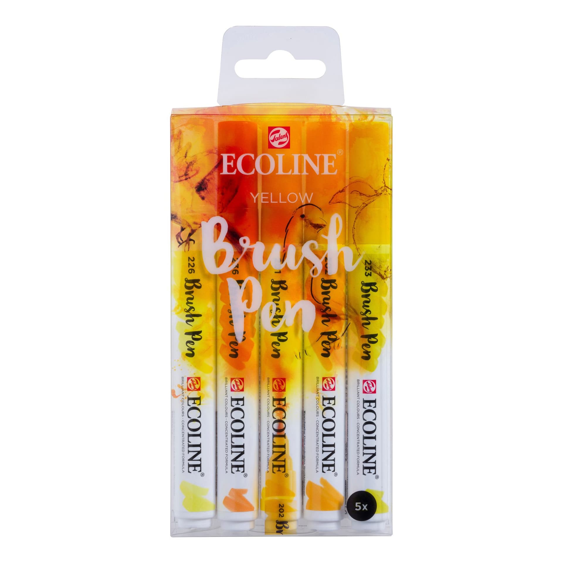 Brushpen Talens Ecoline set à 5 stuks geel 3
