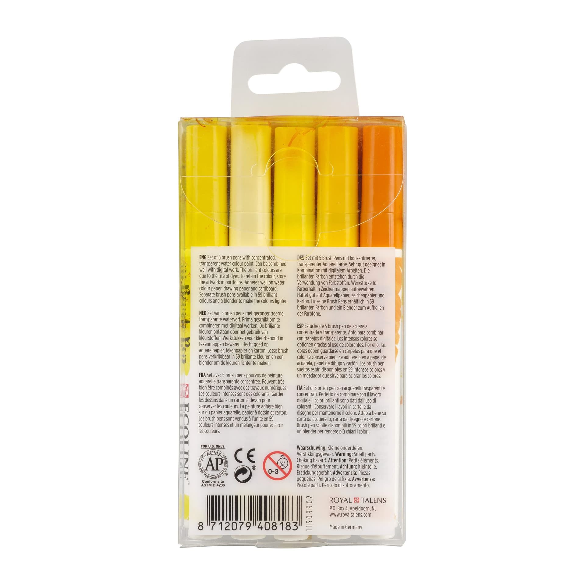 Brushpen Talens Ecoline set à 5 stuks geel 4