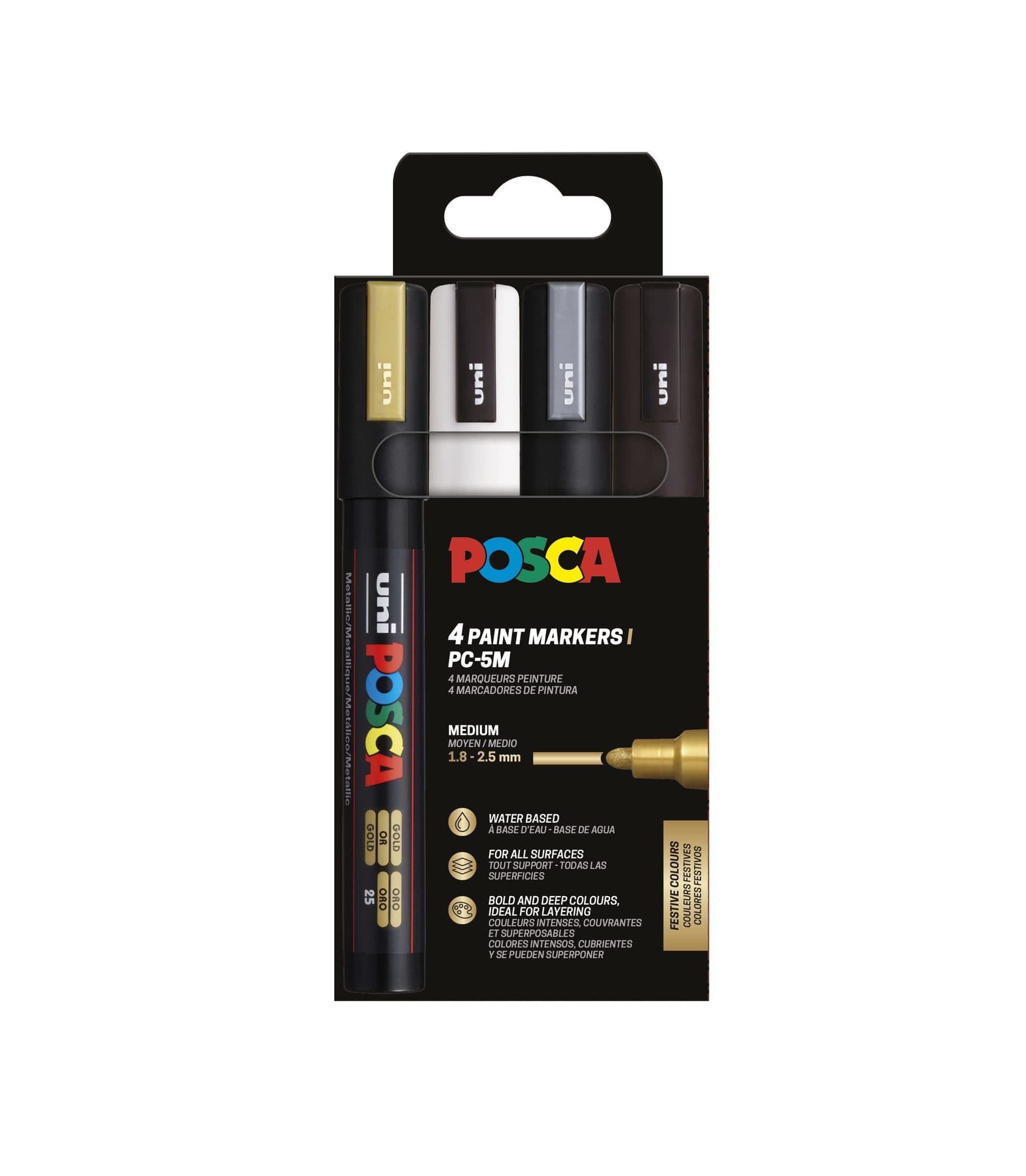 Paintmarker Uni POSCA PC5M medium assorti set à 4 stuks