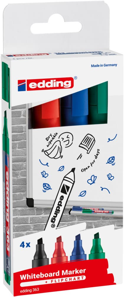 Whiteboardmarker edding 363 schuin 1-5mm assorti 4 stuks