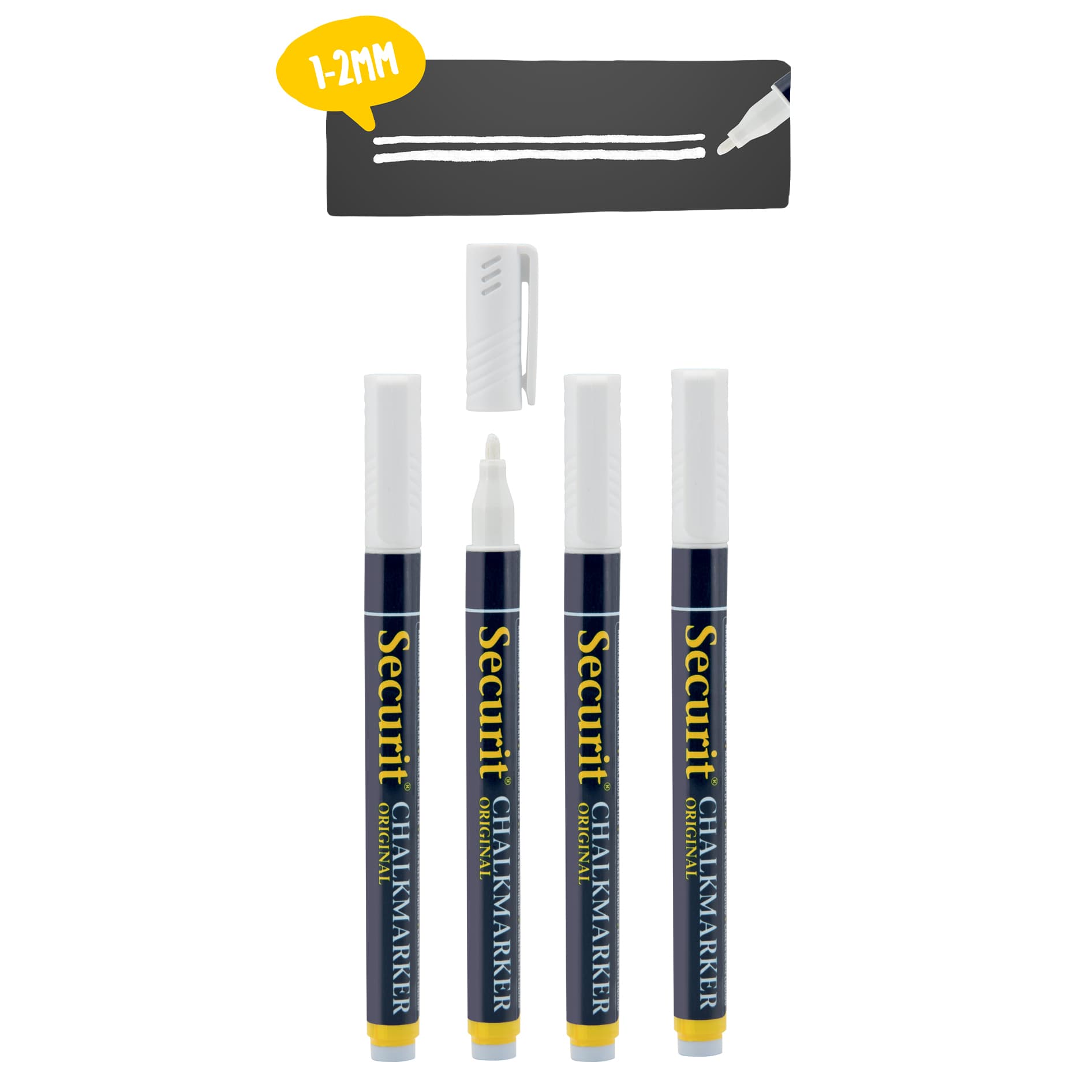 Krijtstift Securit SMA-100 rond wit 1-2mm blister à 4 stuks 4