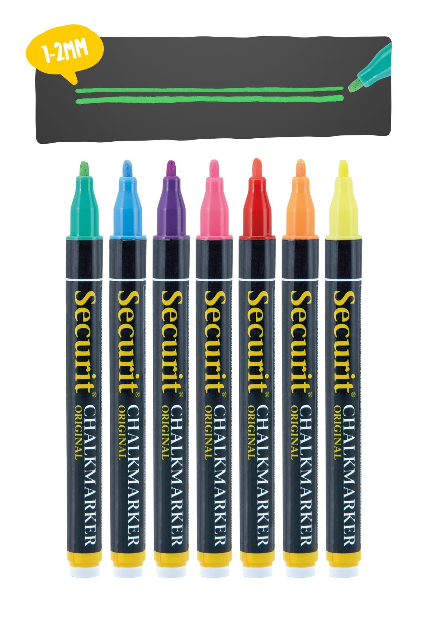 Krijtstift Securit SMA-100 rond ass 1-2mm blister à 7 stuks 6