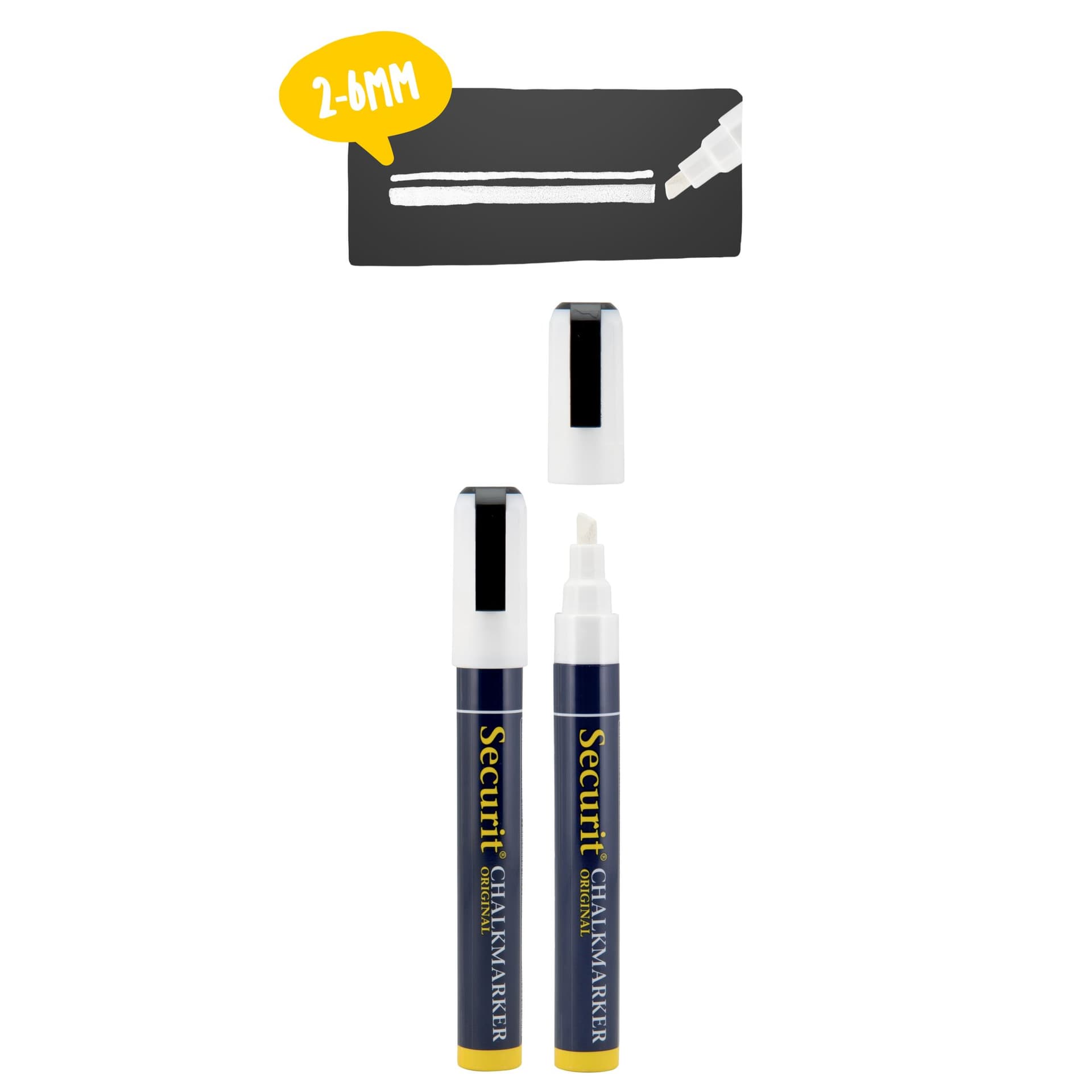 Krijtstift Securit SMA-510 schuin 2-6mm wit blister à 2 stuks 2