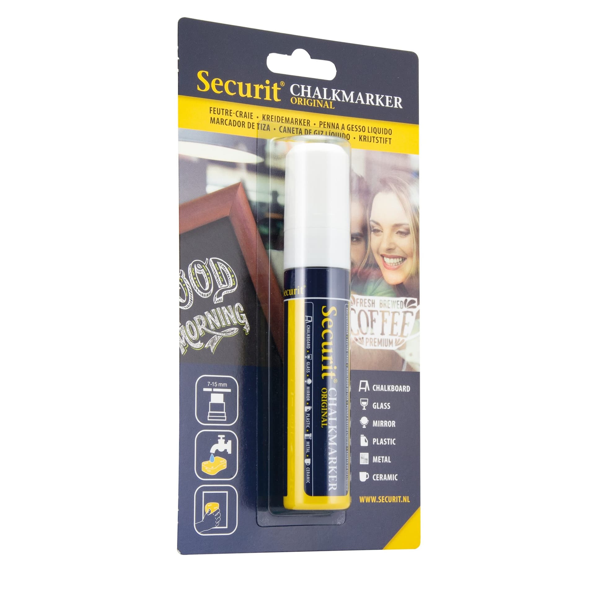Krijtstift Securit SMA-720 blok wit 7-15mm blister 2