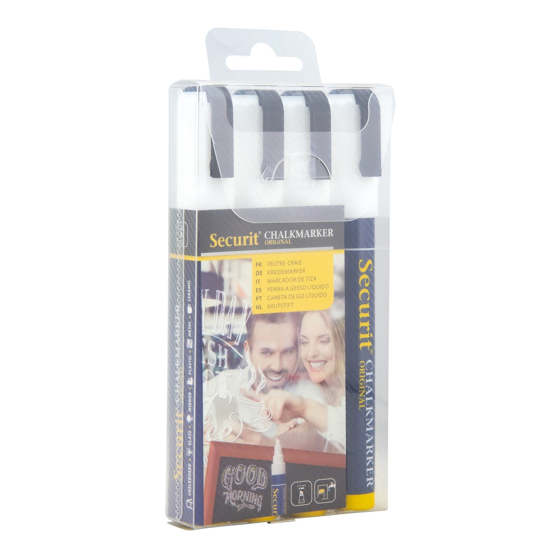 Krijtstift Securit SMA-510 schuin wit 2-6mm blister à 4 stuks 2
