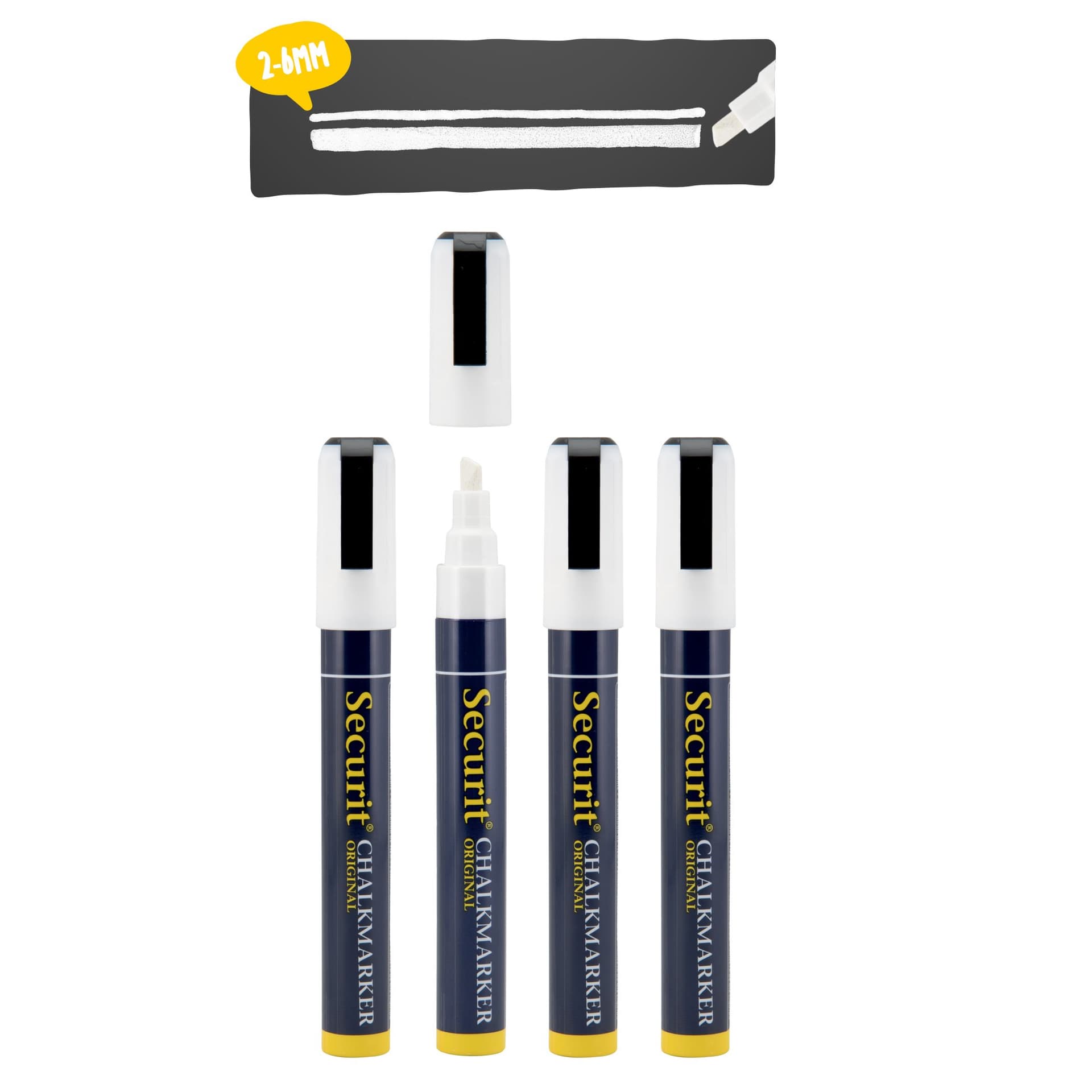 Krijtstift Securit SMA-510 schuin wit 2-6mm blister à 4 stuks 3