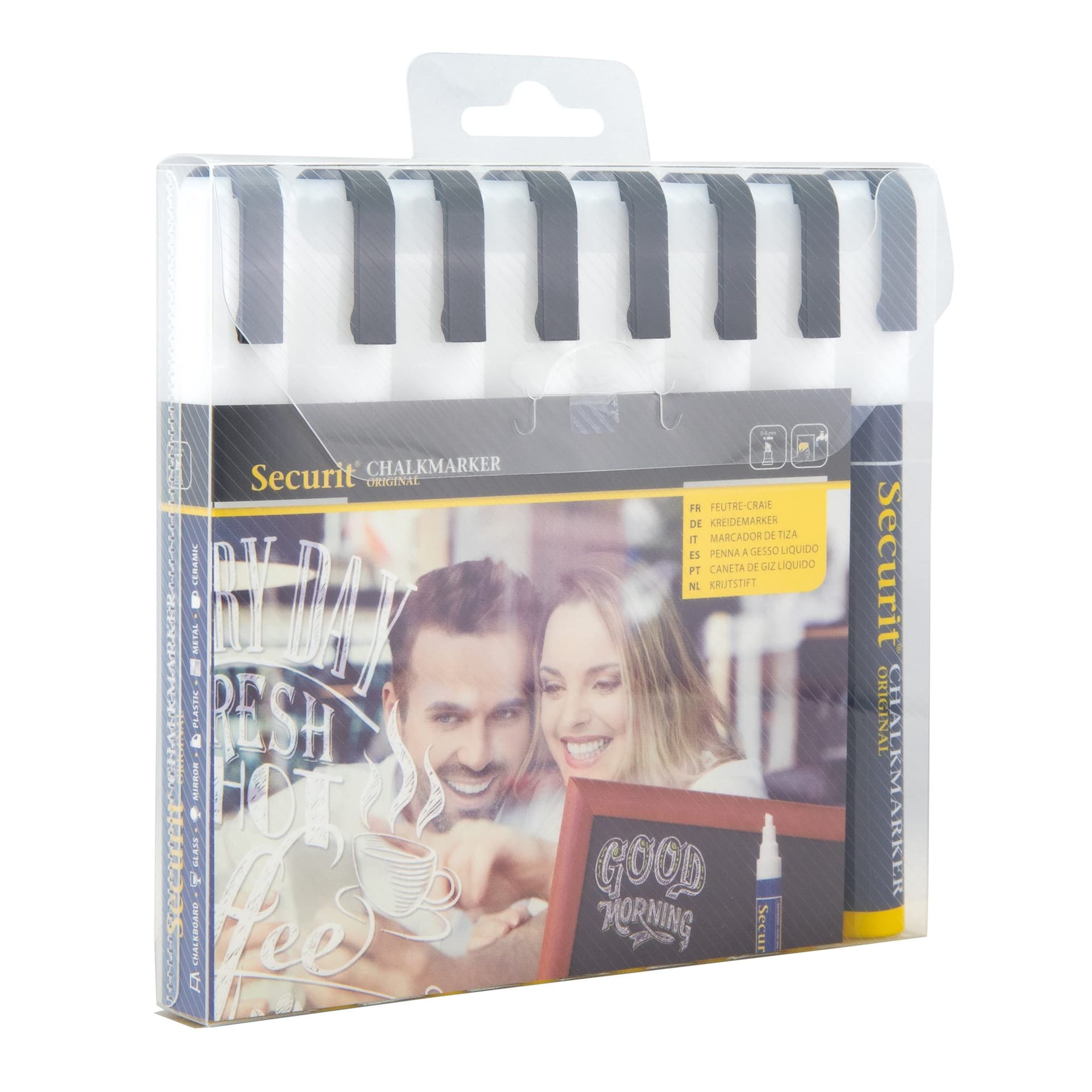 Krijtstift Securit SMA-510 schuin wit 2-6mm blister à 8 stuks 2