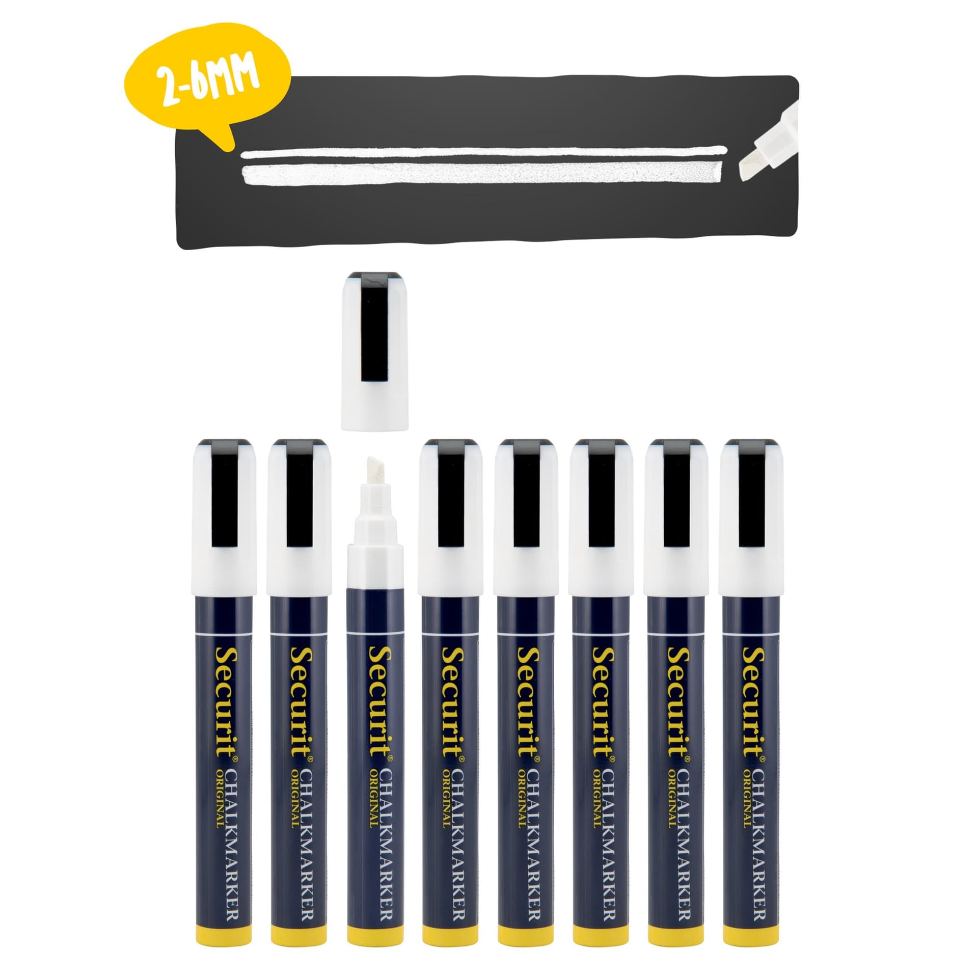 Krijtstift Securit SMA-510 schuin wit 2-6mm blister à 8 stuks 3