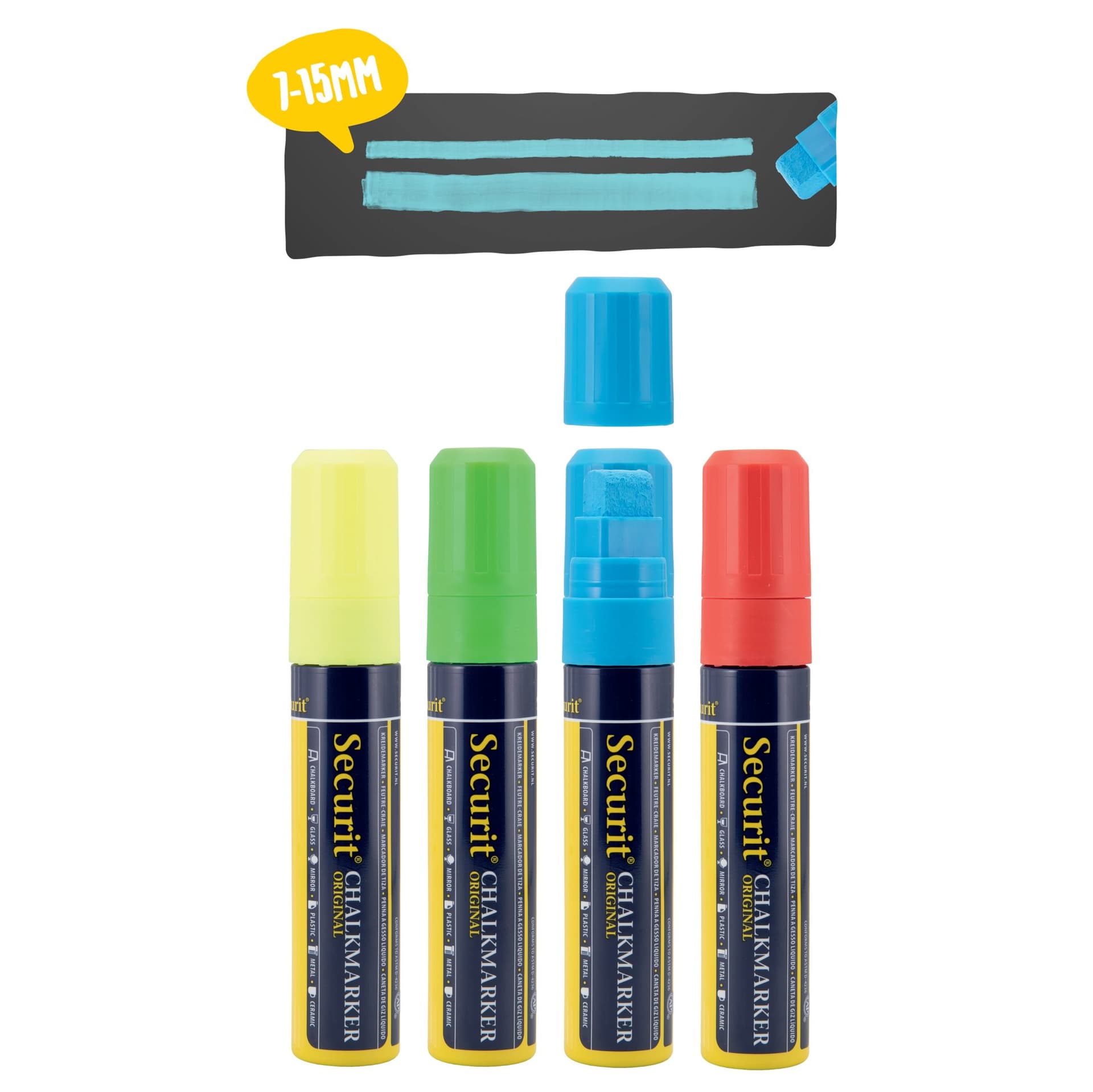 Krijtstift Securit SMA-720 blok ass 7-15mm blister à 4 stuks 5