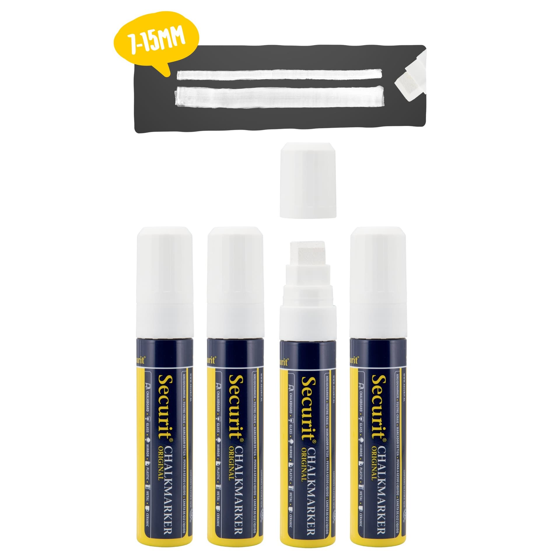 Krijtstift Securit SMA-720 blok wit 7-15mm blister à 4 stuks 4