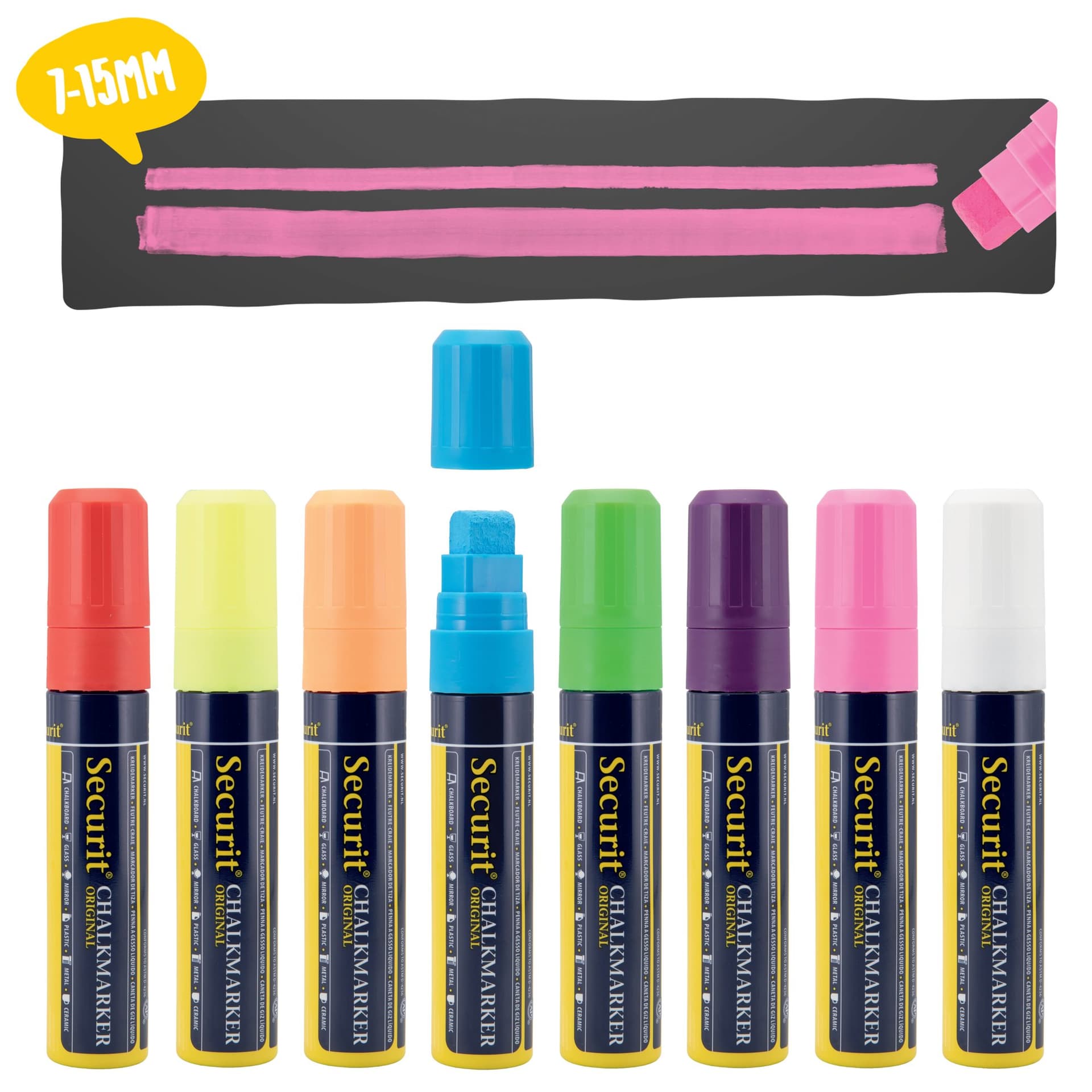 Krijtstift Securit SMA-720 blok ass 7-15mm blister à 8 stuks 11