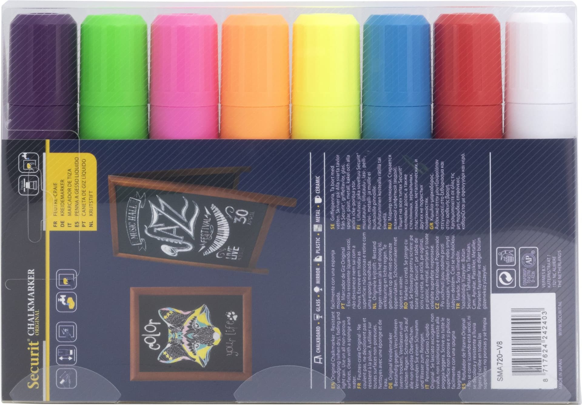 Krijtstift Securit SMA-720 blok ass 7-15mm blister à 8 stuks 12