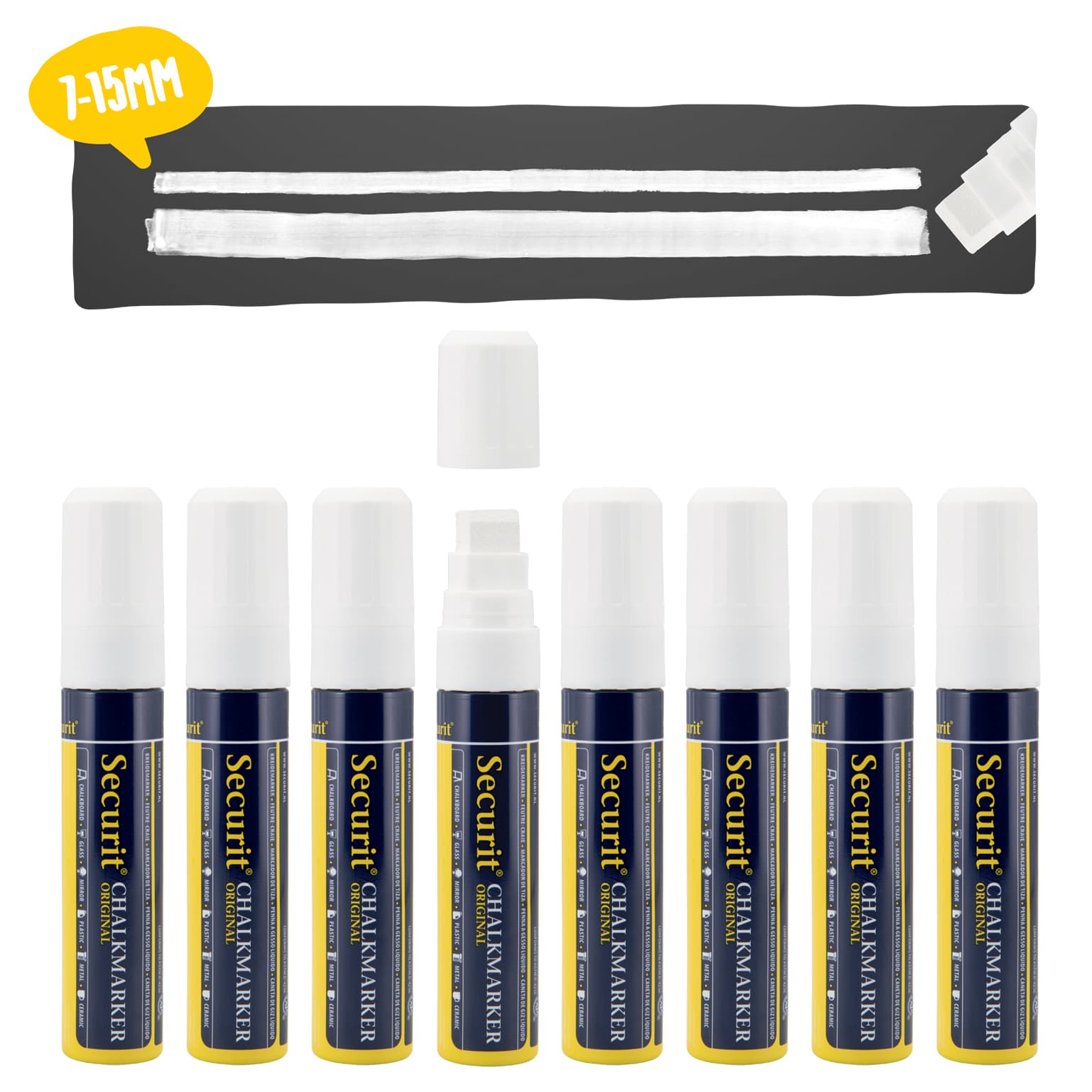Krijtstift Securit SMA-720 blok wit 7-15mm blister à 8 stuks 4