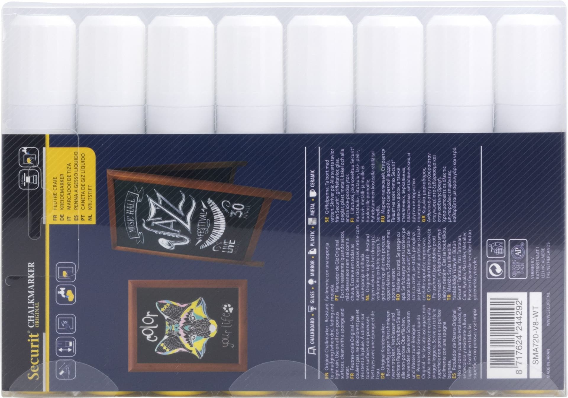 Krijtstift Securit SMA-720 blok wit 7-15mm blister à 8 stuks 5