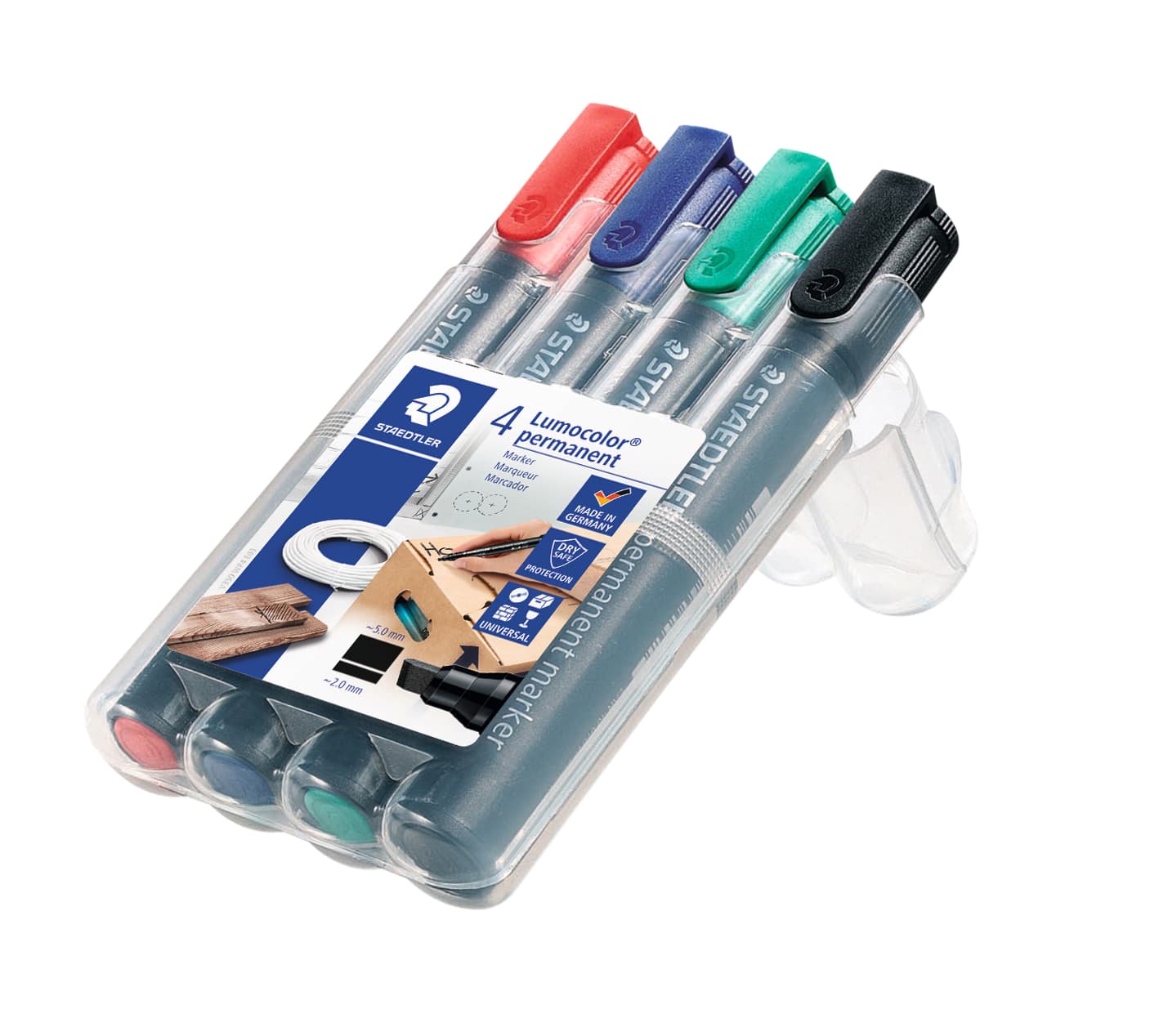 Viltstift Staedtler Lumocolor 350 permanent schuin assorti 4 stuks 2