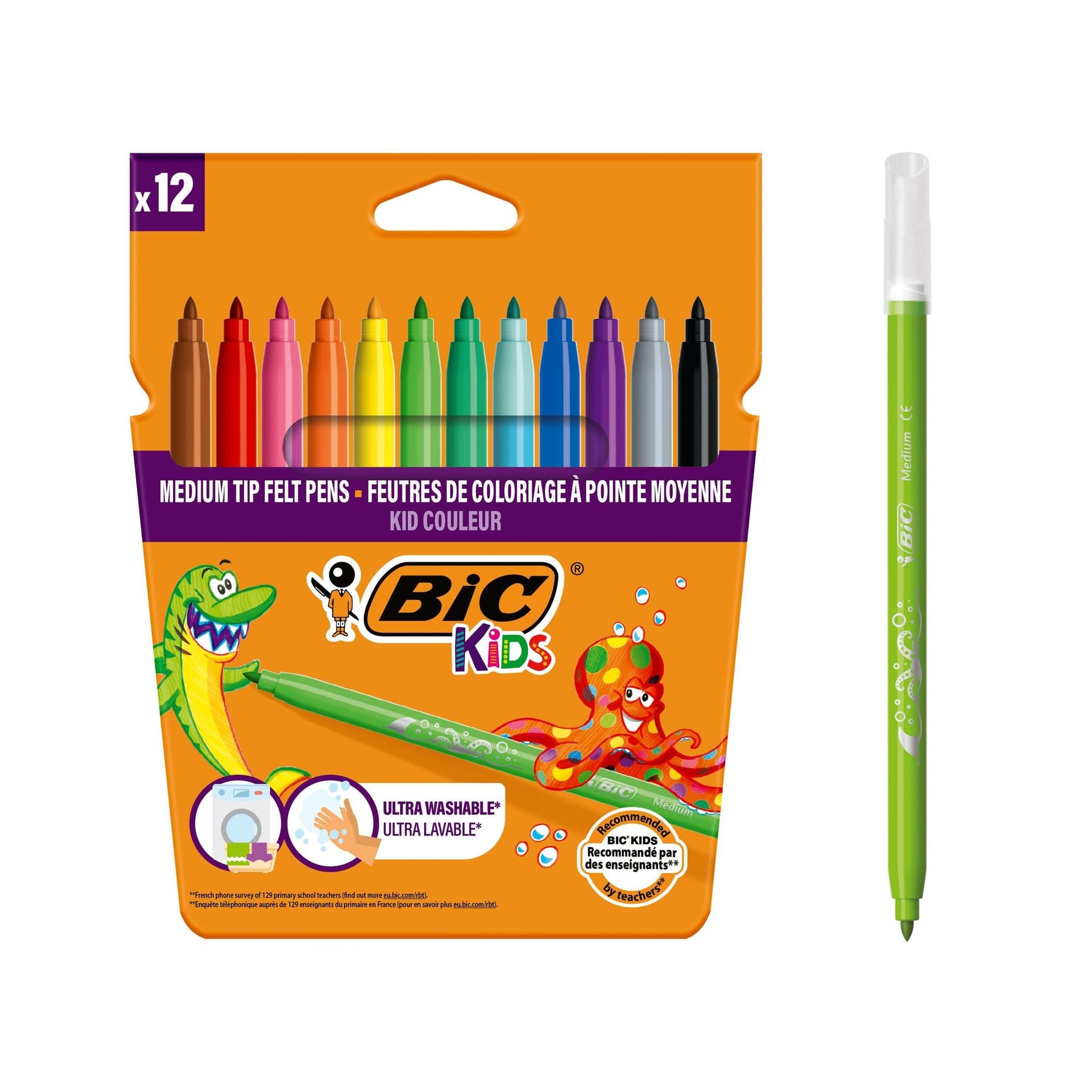 Kleurstiften BicKids kid couleur medium assorti etui à 12 stuks
