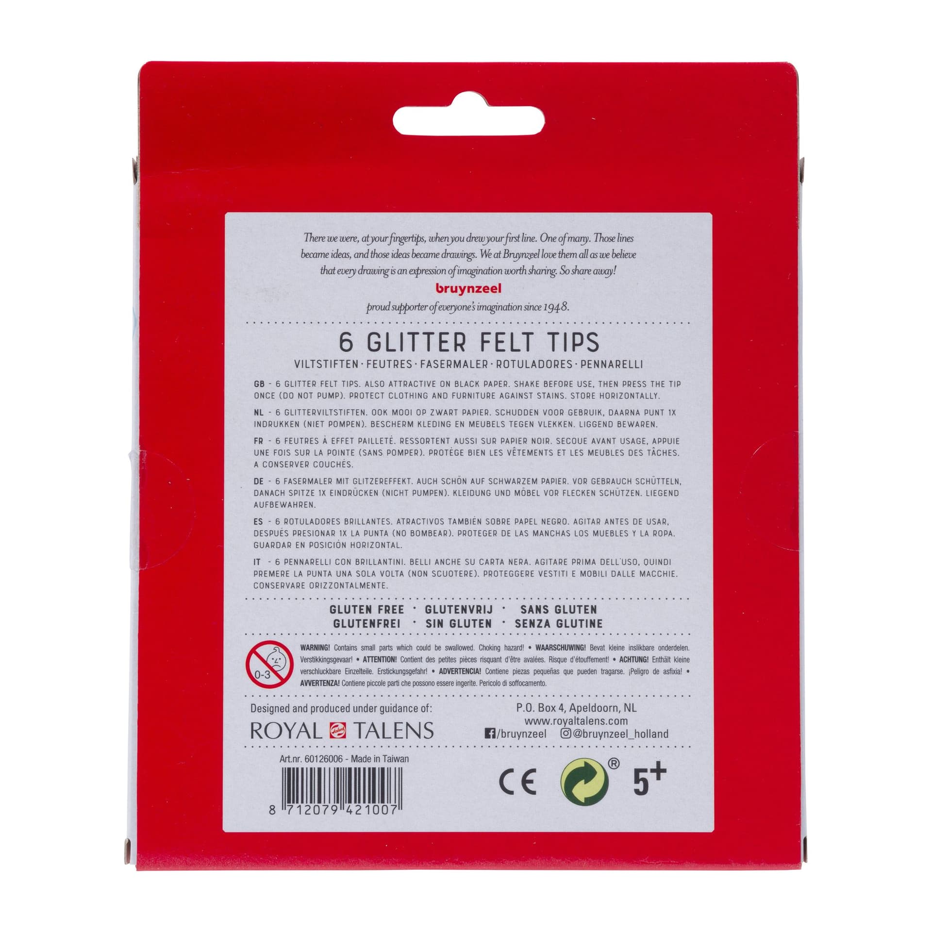 Viltstift Bruynzeel Kids assorti glitter 6 stuks 3