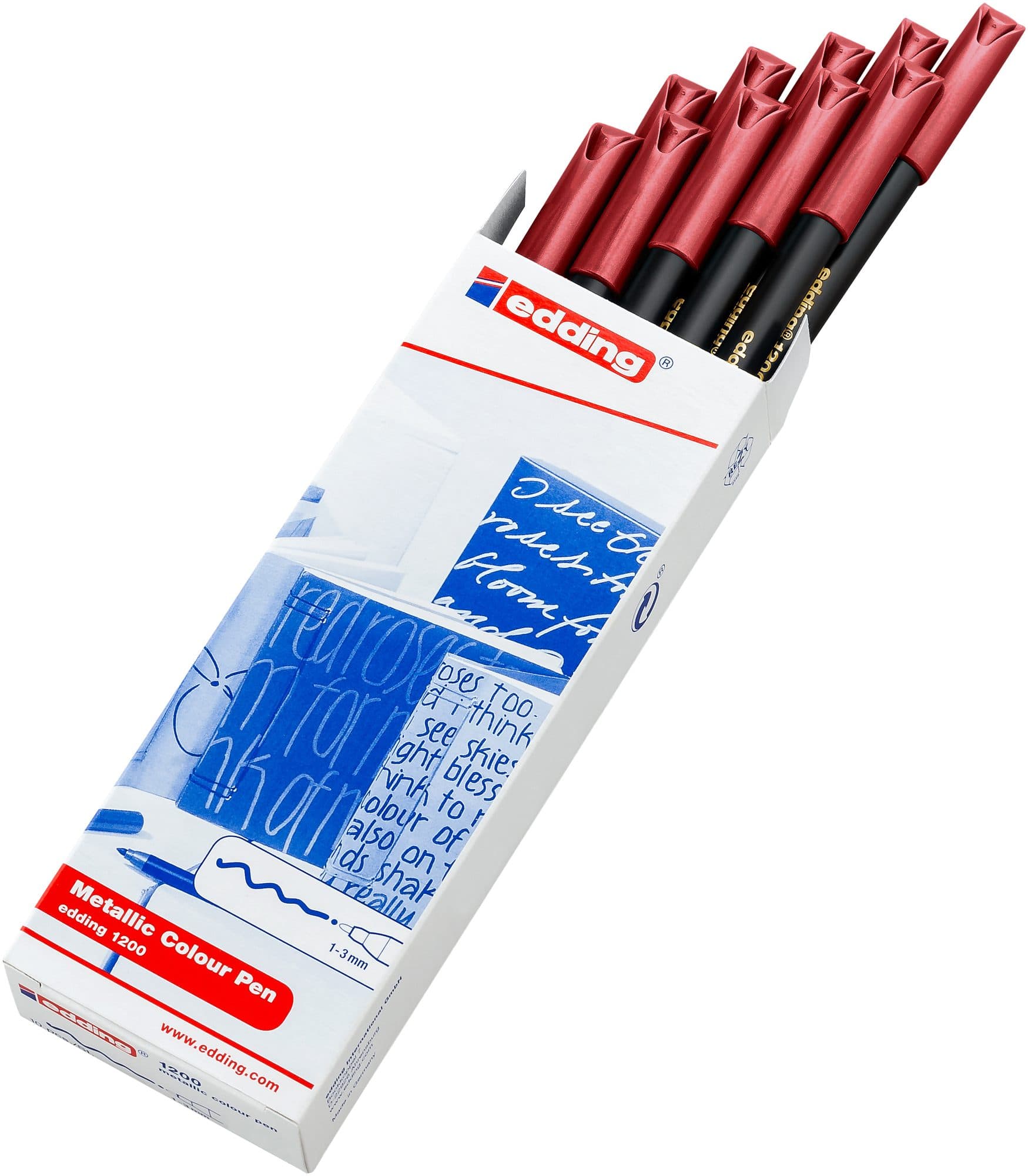 Fineliner edding 1200 072 fijn metallic rood 3