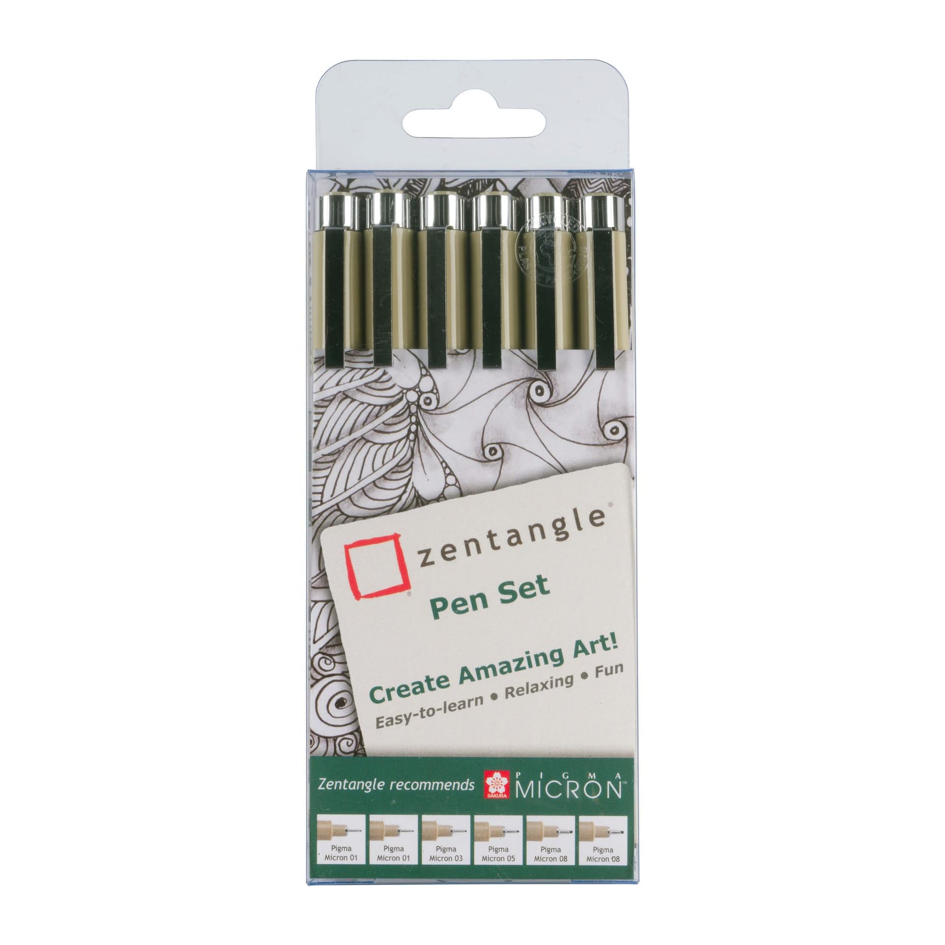 Tekenset Sakura Zentangle set à 6 pennen zwart
