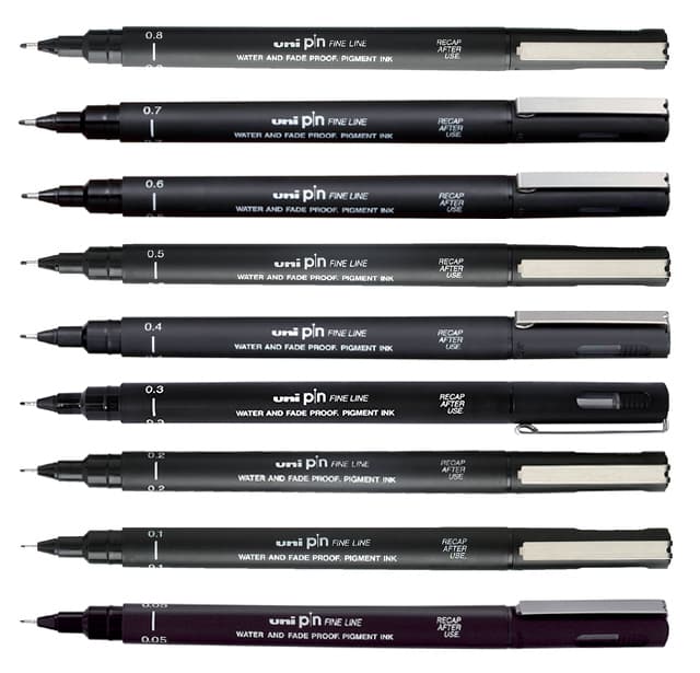 Fineliner Uni-ball Pin 0.1mm zwart 2