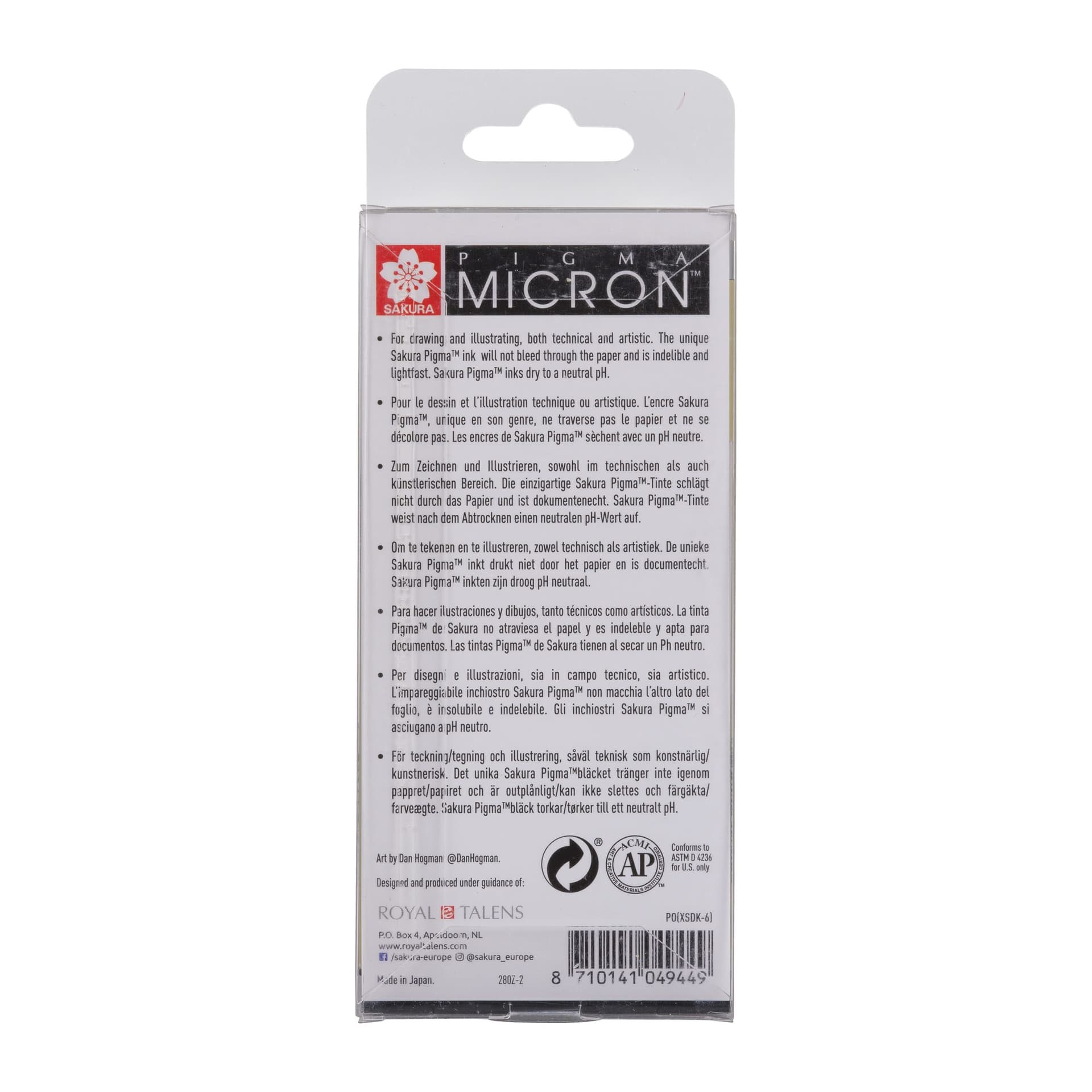 Fineliner Sakura Pigma Micron set à 6 schrijfbreedtes zwart 2