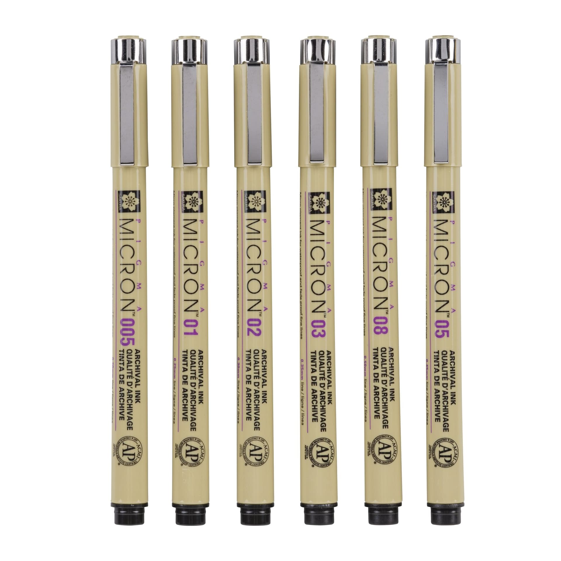 Fineliner Sakura Pigma Micron set à 6 schrijfbreedtes zwart 3
