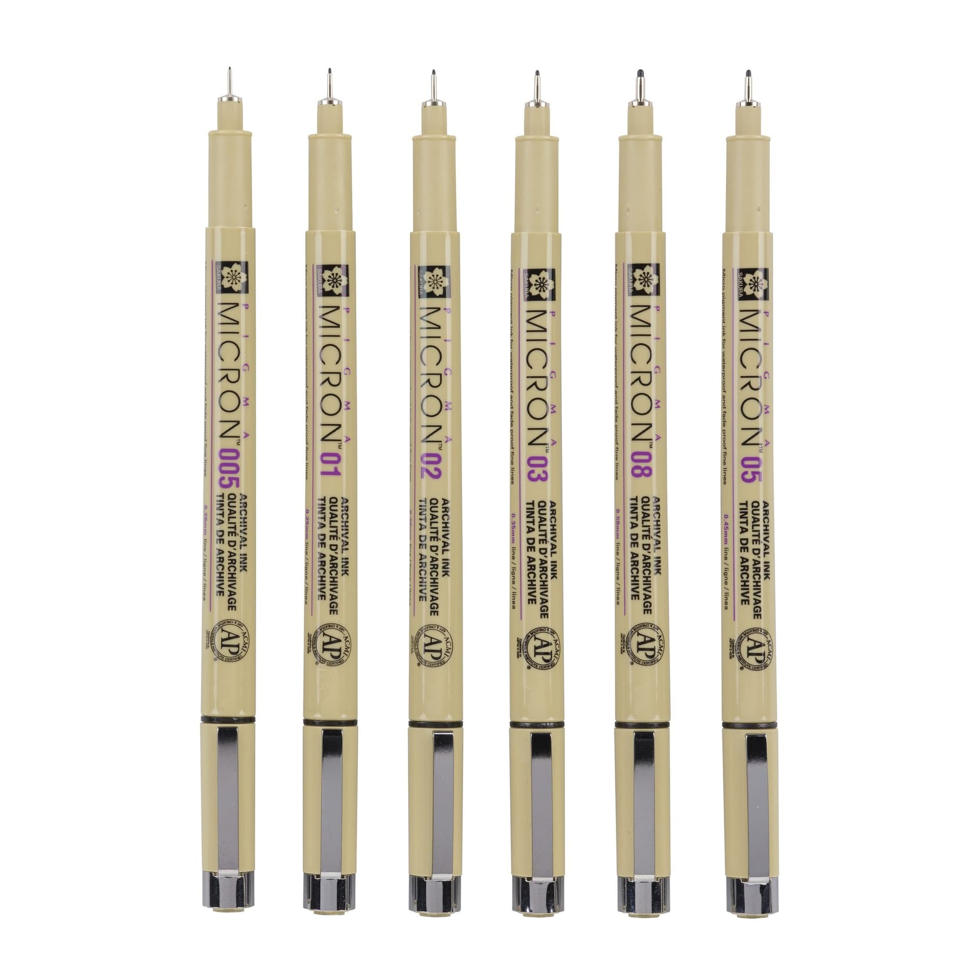 Fineliner Sakura Pigma Micron set à 6 schrijfbreedtes zwart 4