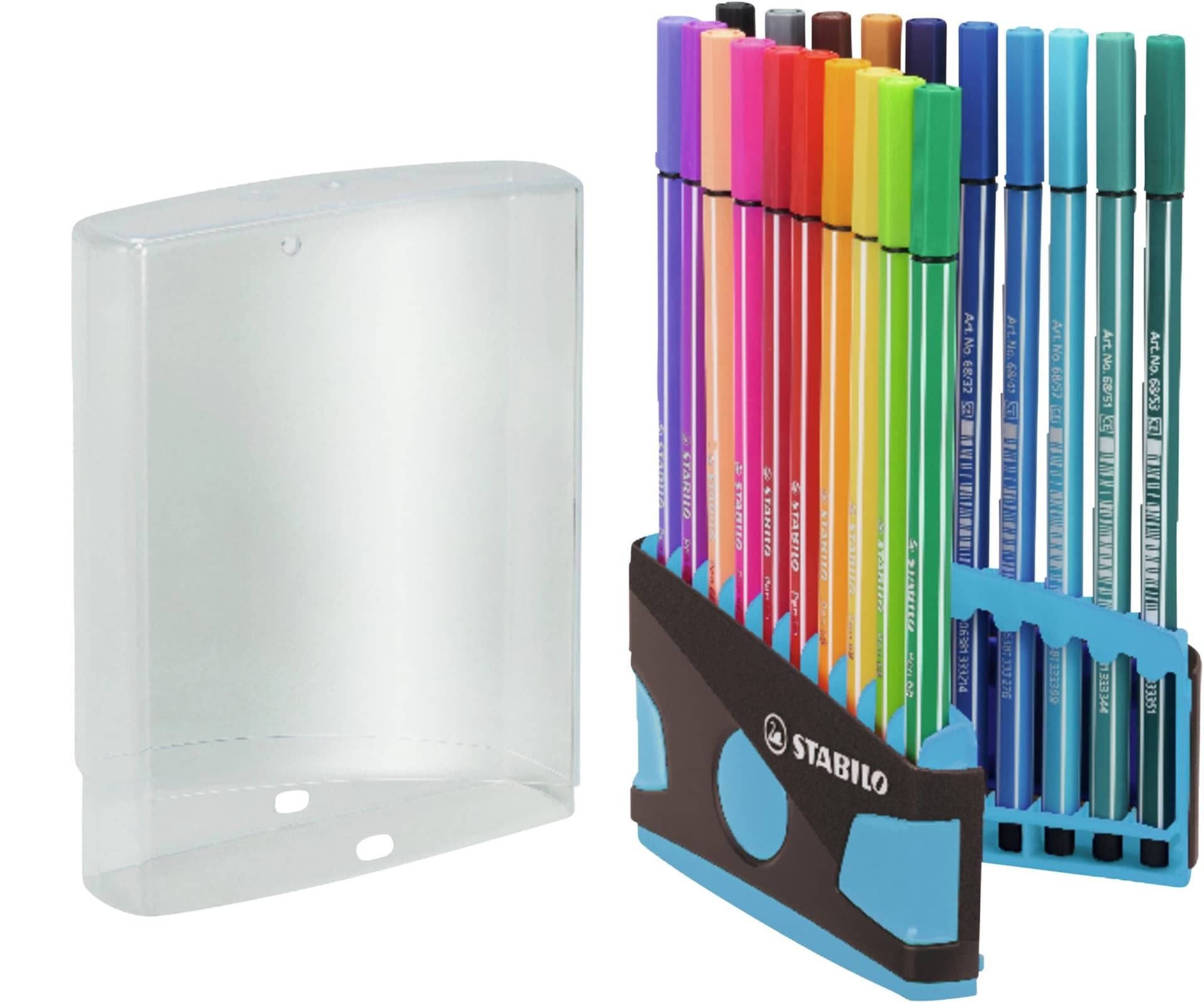 Viltstift  STABILO Pen 68/20 ColorParade in antr/turq etui M ass 20st 2