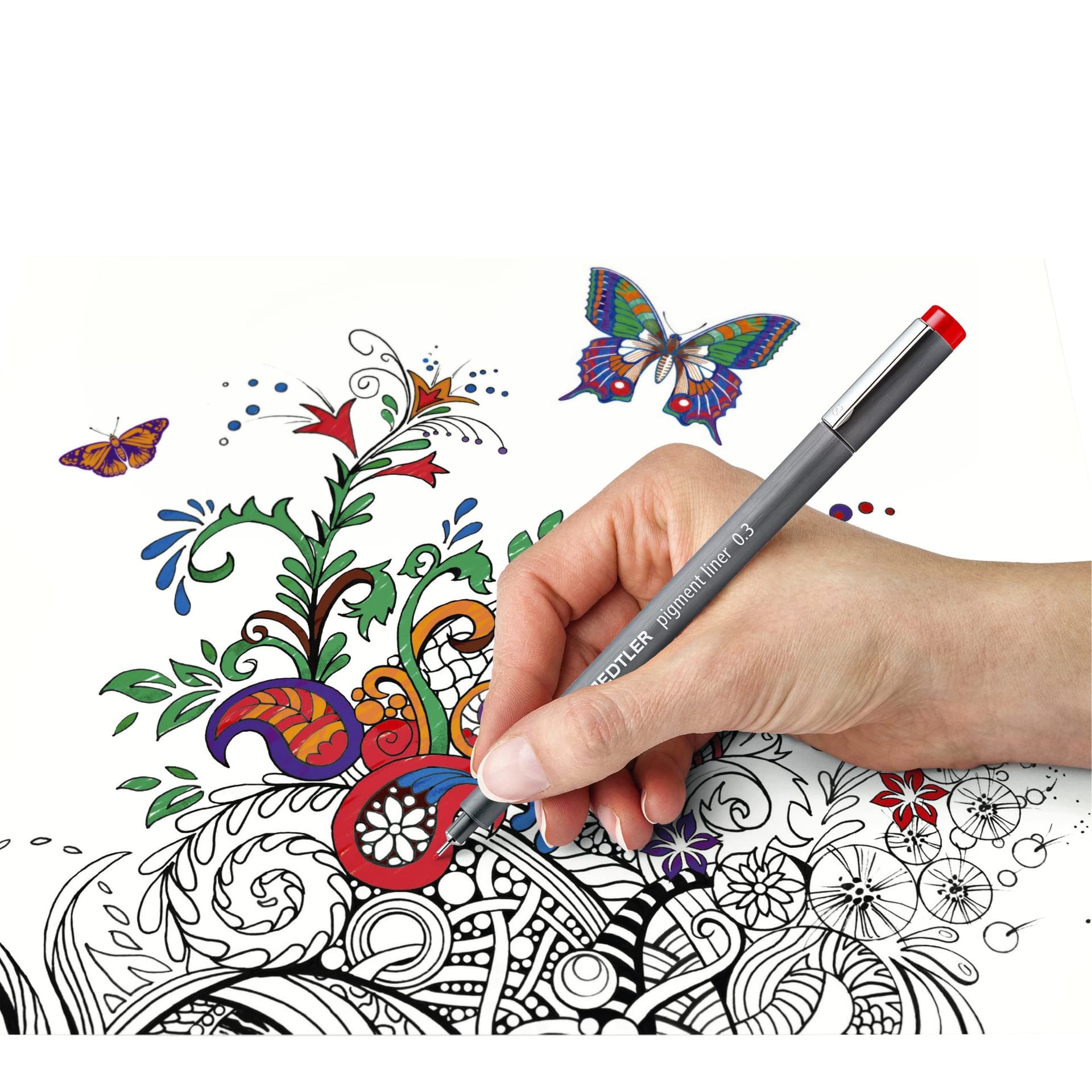 Fineliner Staedtler Pigment 308 zwart set 4+2 gratis 2