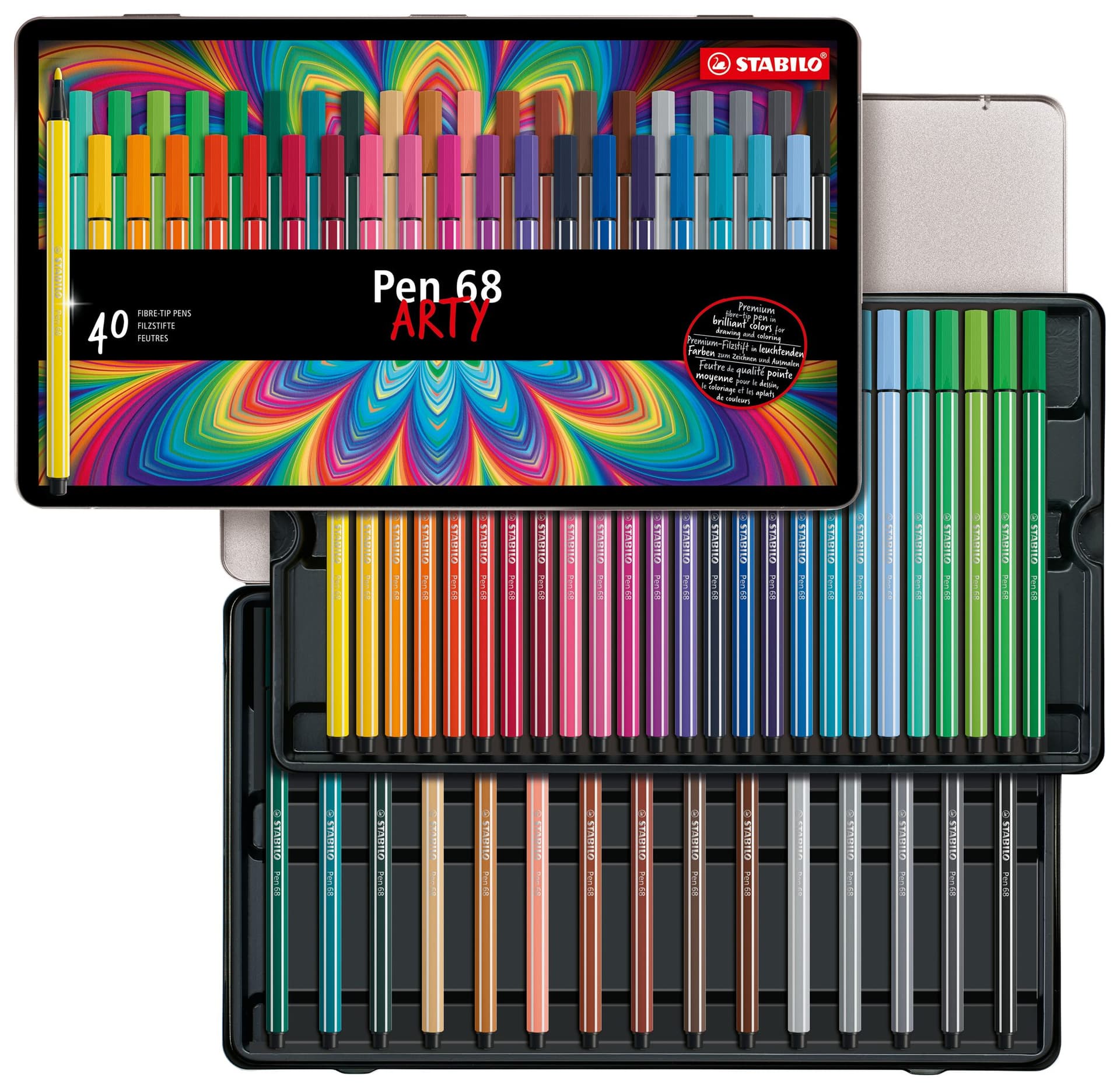 Viltstift STABILO Pen 68/40 Arty medium assorti blik à 40 stuks 2