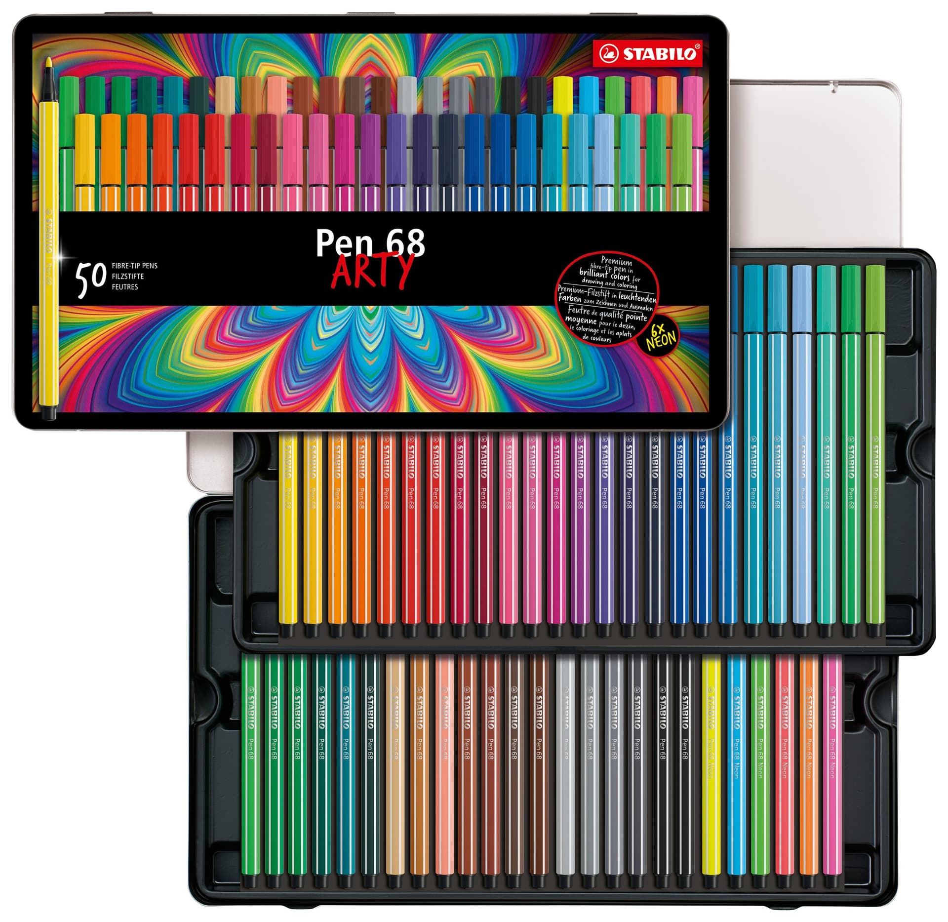 Viltstift STABILO Pen 68/50 Arty medium assorti blik à 50 stuks 2