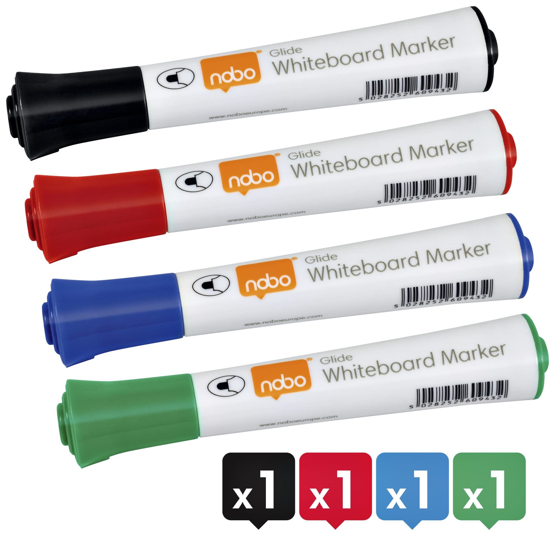 Whiteboardmarker Nobo Glide rond assorti 3mm 4st 2