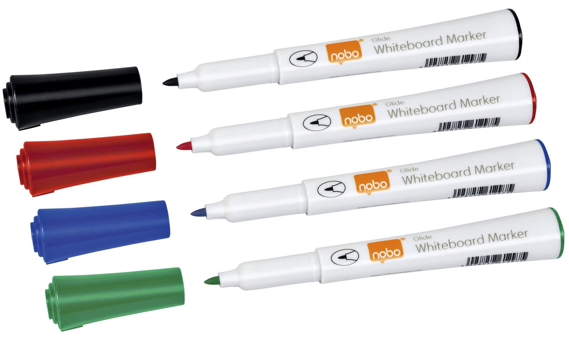 Whiteboardmarker Nobo Glide rond assorti 1mm 4st 3