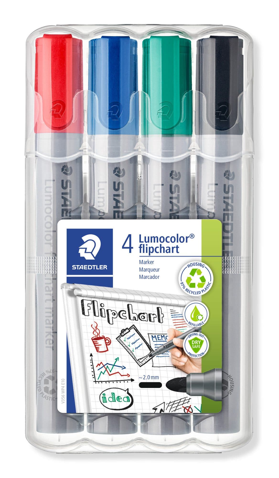 Viltstift Staedtler 356 voor flipover rond 2mm 4 stuks assor