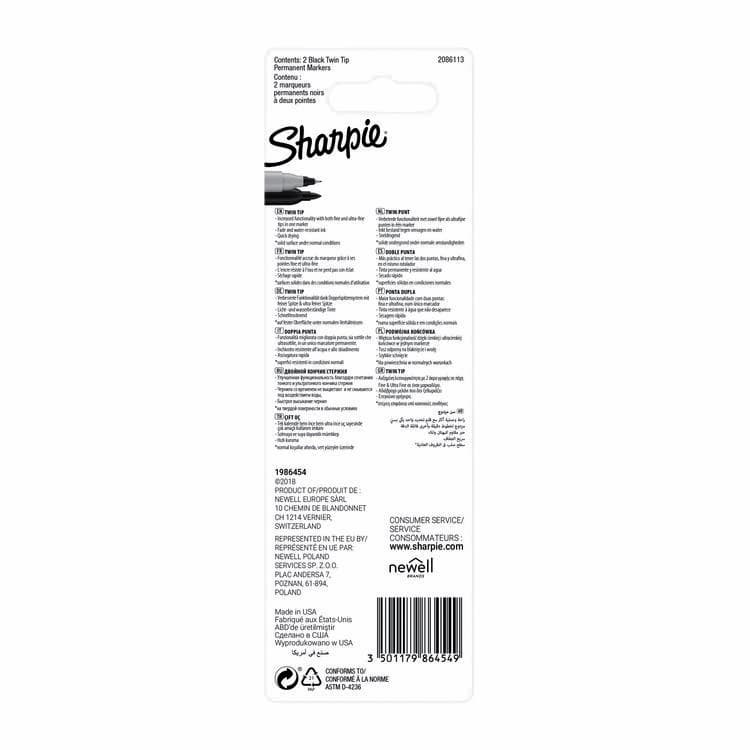 Viltstift Sharpie rond Twin tip ultra fijn & fijn zwart 2 stuks 3