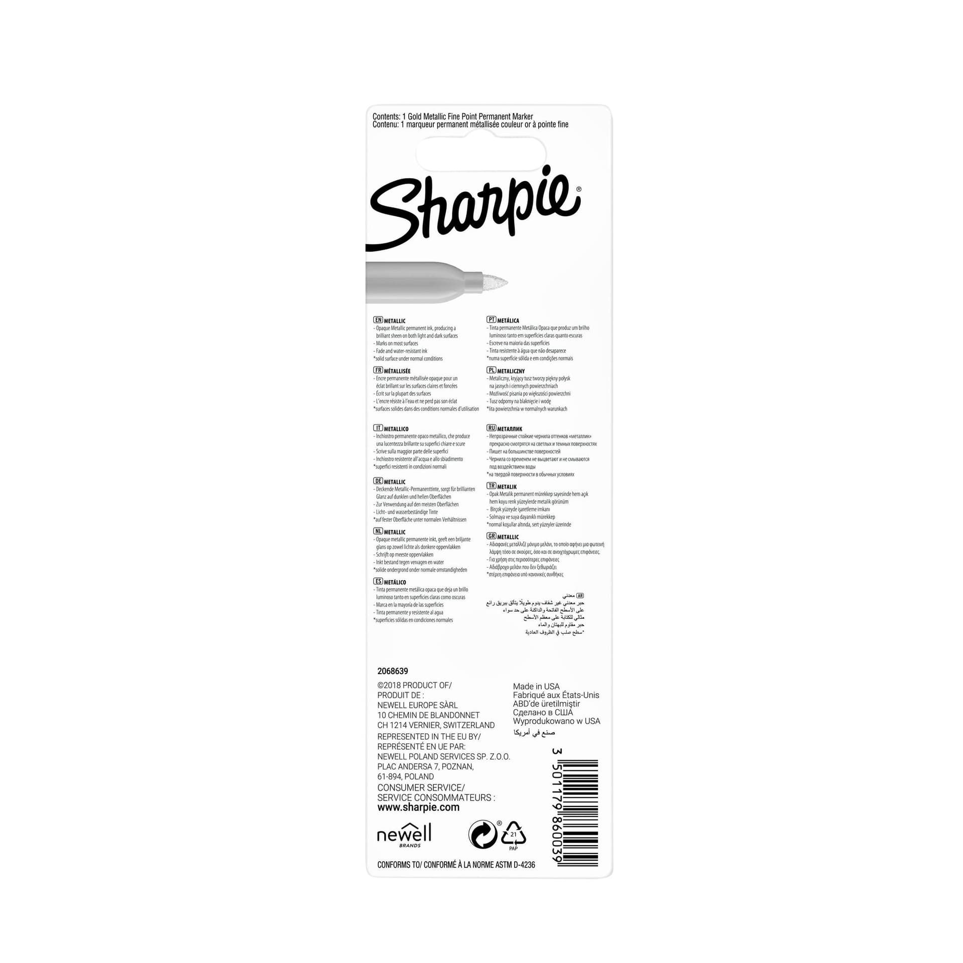 Viltstift Sharpie rond fijn metallic goud blister à 1 stuk 5