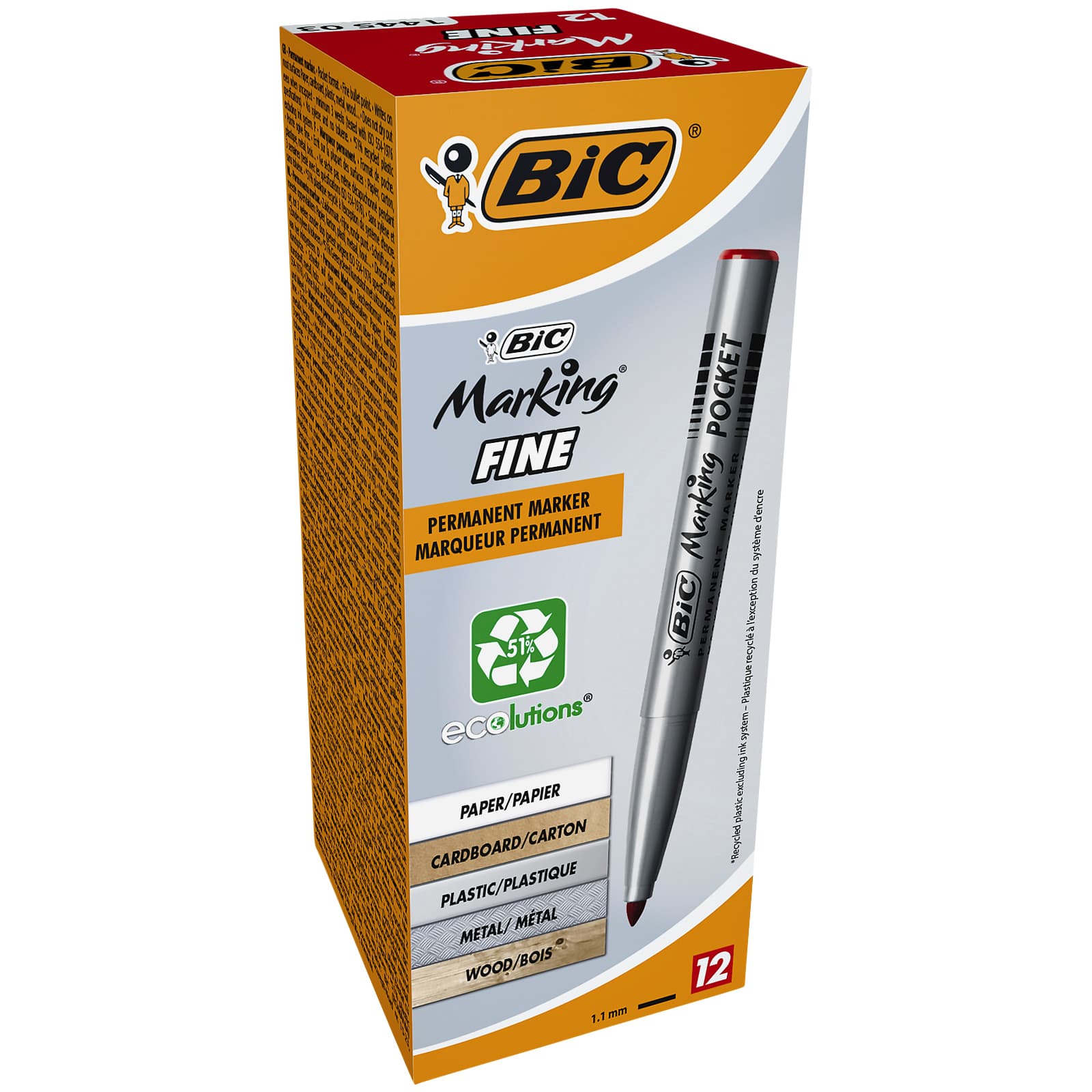 Viltstift Bic 1445 ecolutions rond fijn rood 2