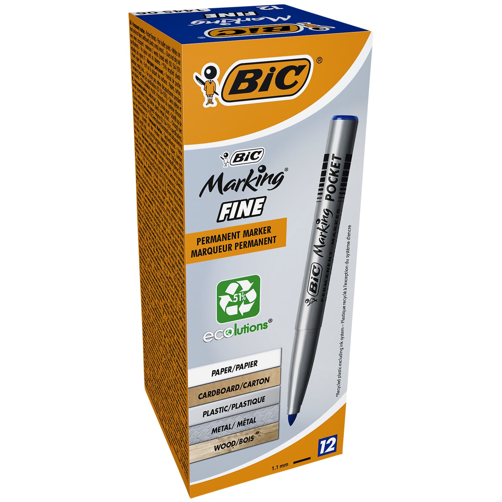 Viltstift Bic 1445 ecolutions rond fijn blauw 2