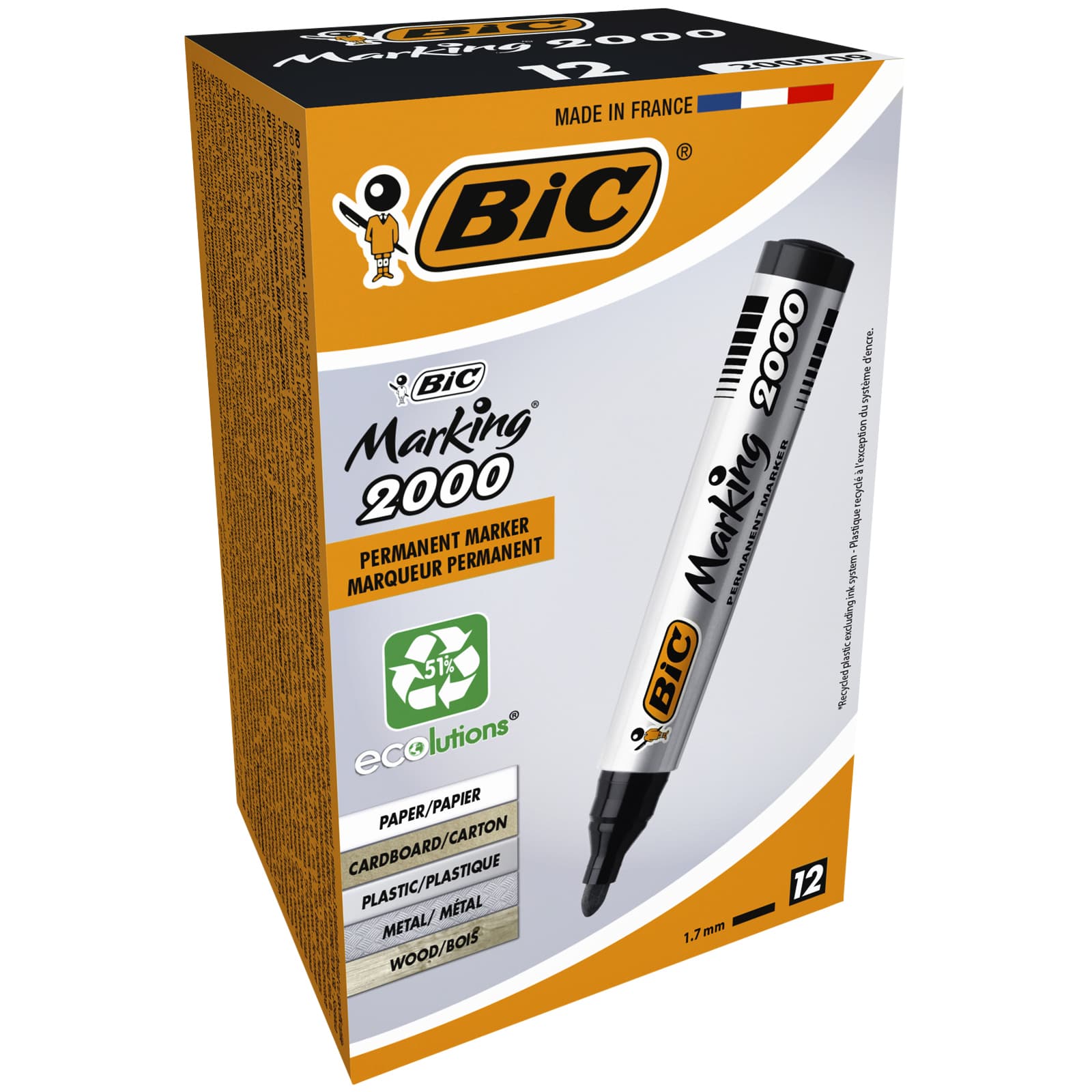 Viltstift Bic 2000 ecolutions rond large zwart 3