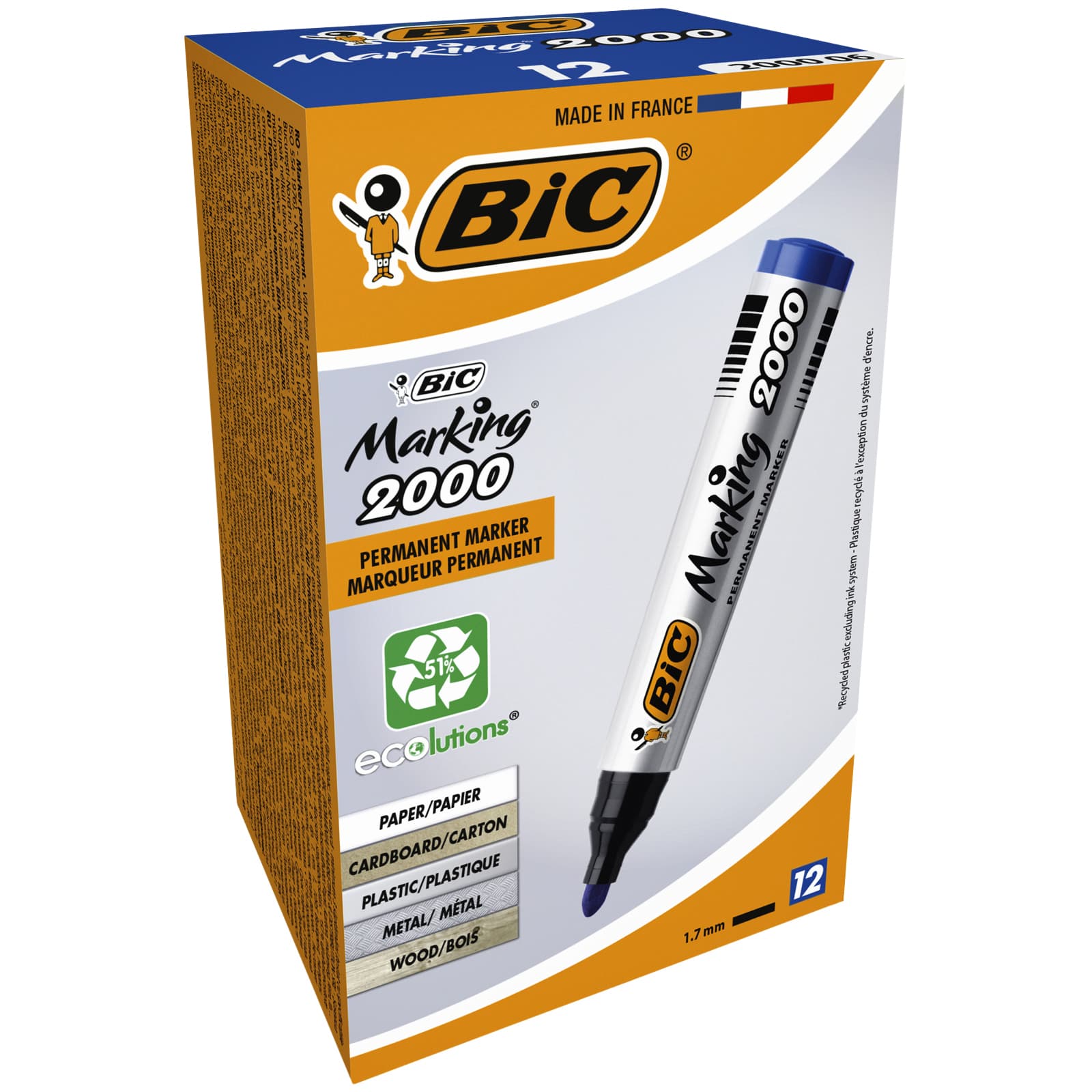 Viltstift Bic 2000 ecolutions rond large blauw 2