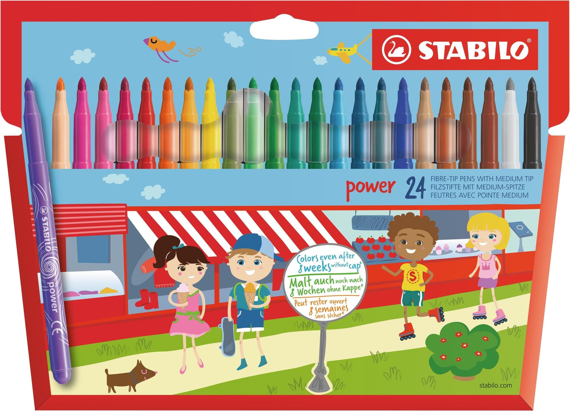 Viltstift STABILO power 280/24 assorti etui à 24 stuks