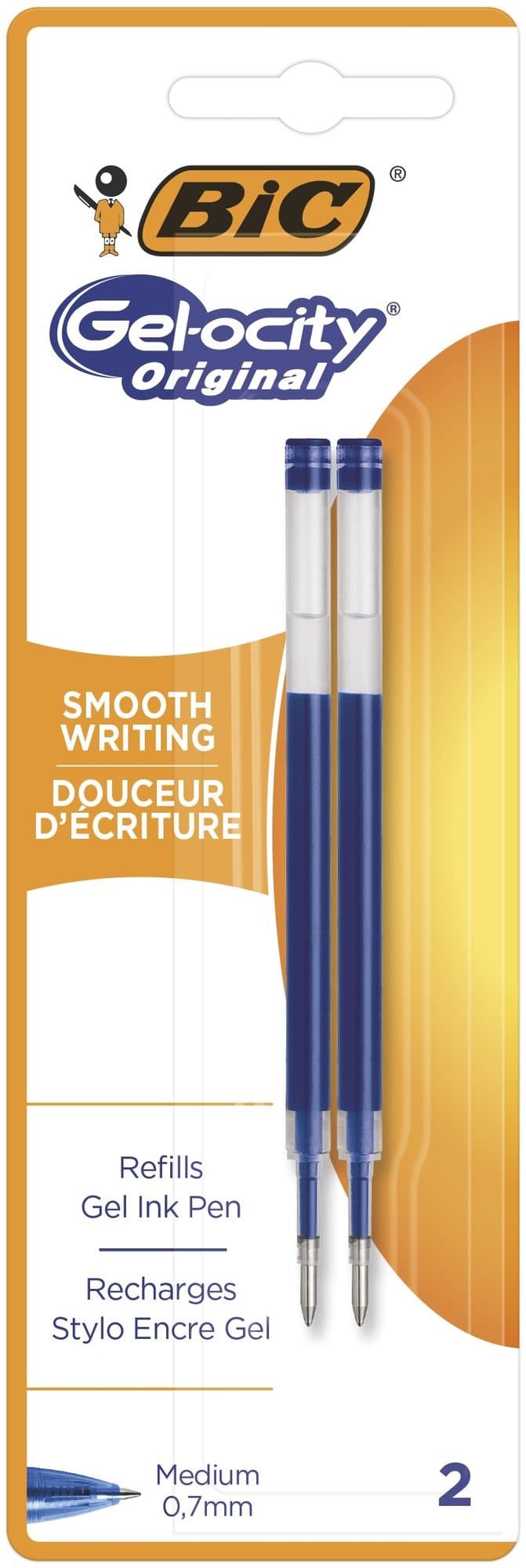 Gelschrijvervulling Bic voor diverse gelpennen M blauw blister à 2st
