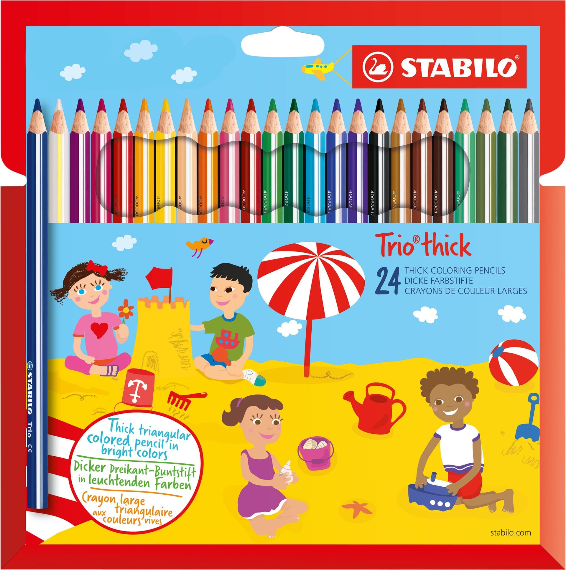 Kleurpotloden STABILO 203 Trio dik assorti blister à 24 stuks