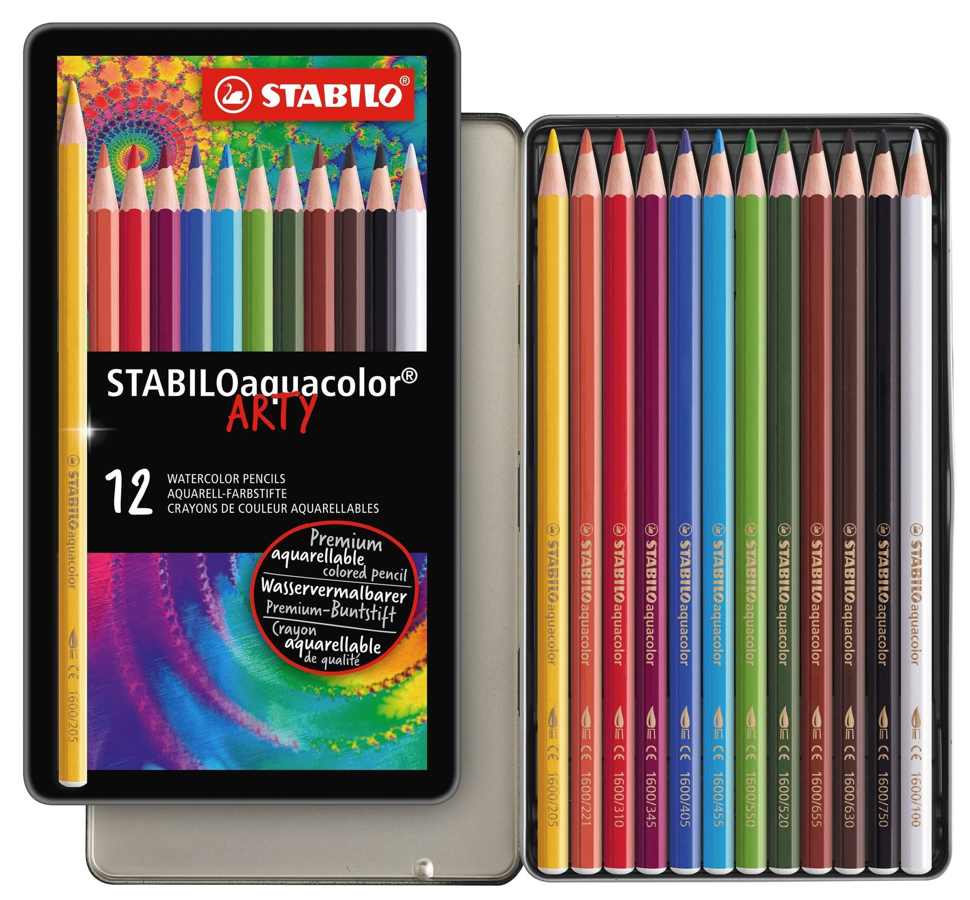 Kleurpotloden STABILO 1612 aquacolor assorti blik à 12 stuks 2