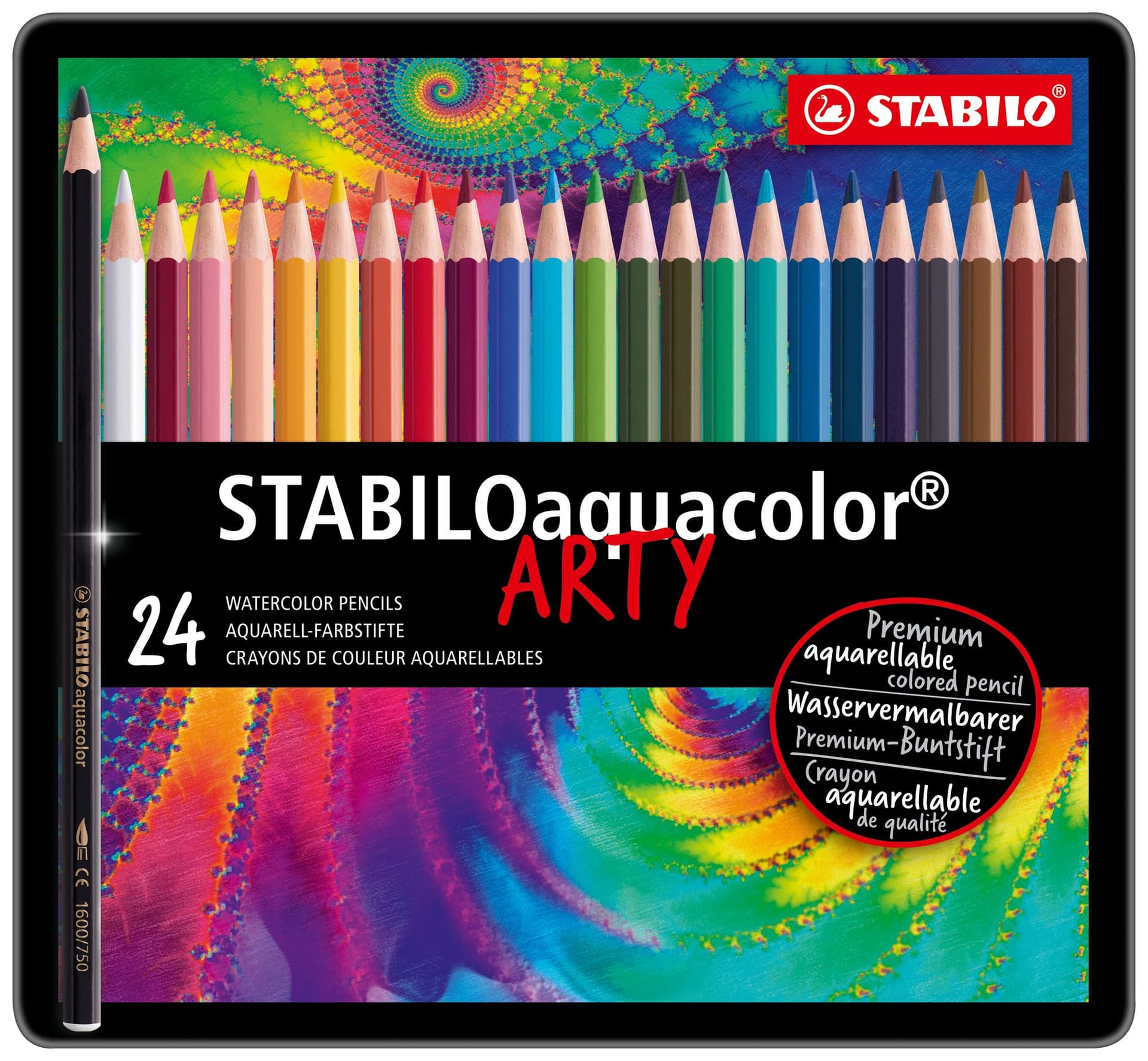 Kleurpotloden STABILO 1624 aquacolor assorti blik à 24 stuks