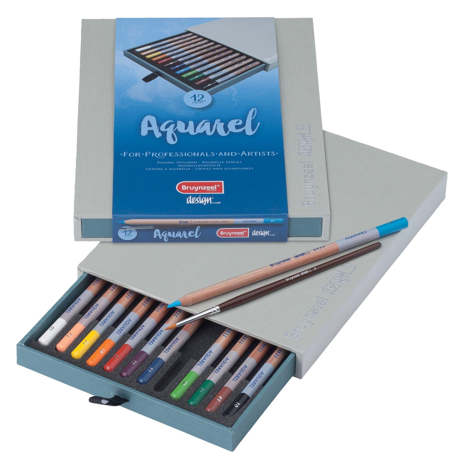 Kleurpotloden Bruynzeel Design met luxe bewaardoos aquarel ass 12st