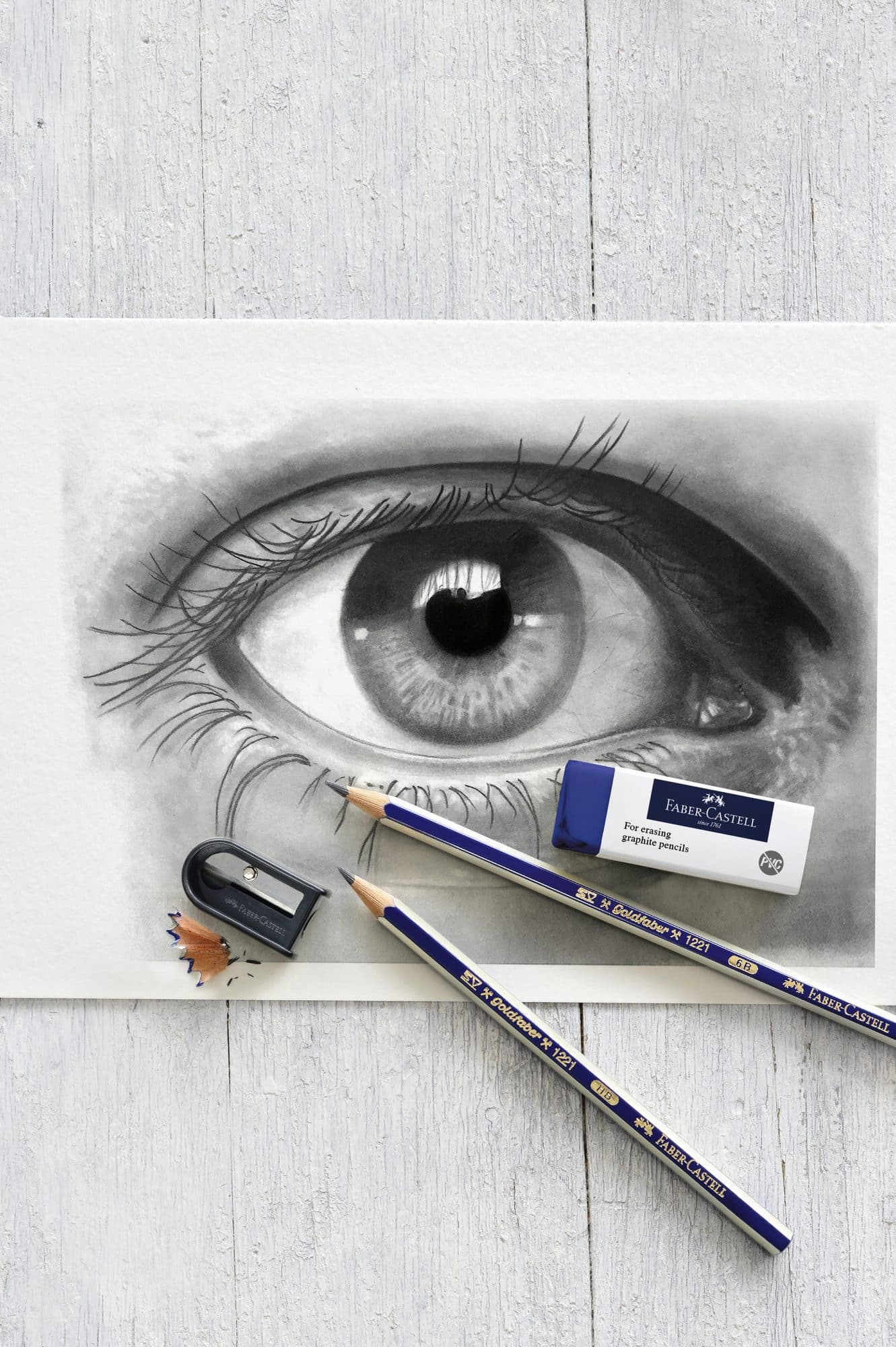 Potlood Faber-Castell 6 hardheden inclusief puntenslijper en gum 4