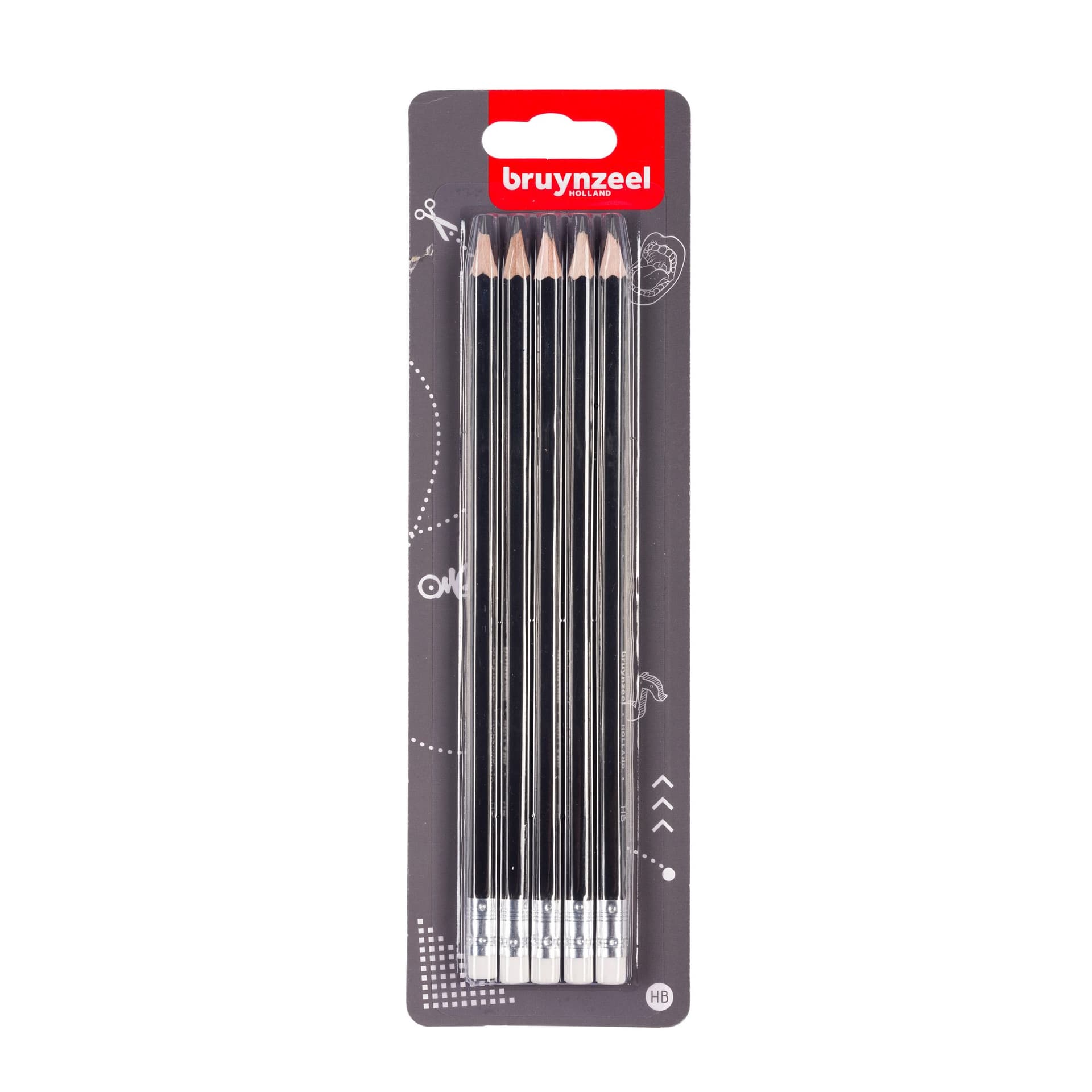 Potlood Bruynzeel Teens HB met gum 5 stuks