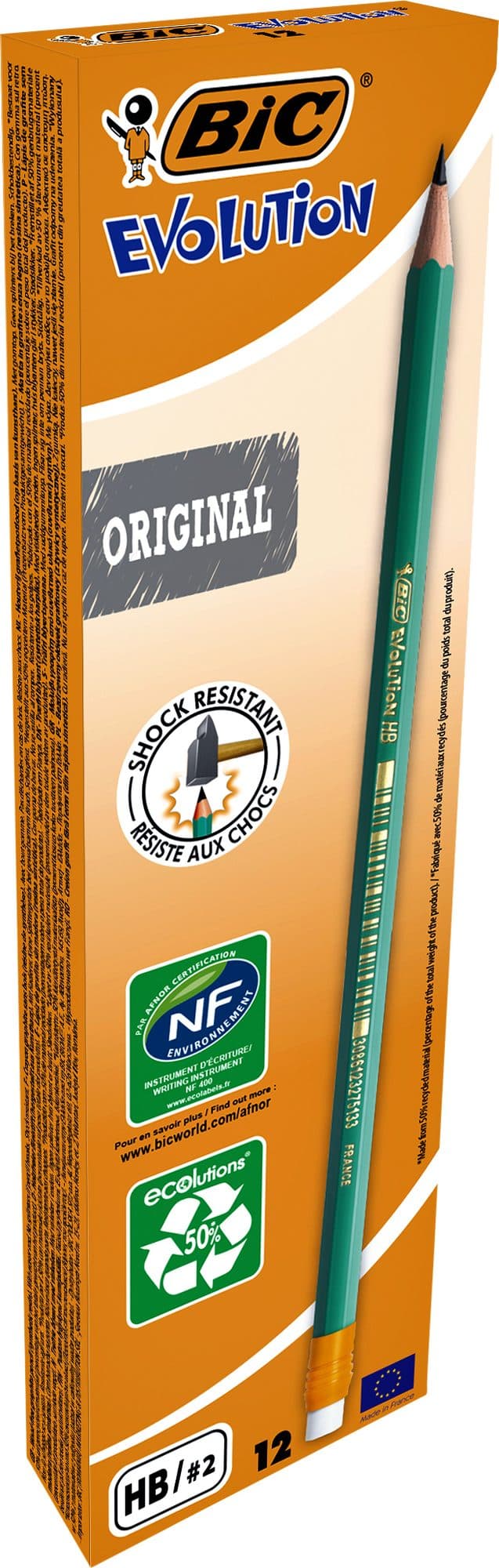 Potlood Bic Evolution ecolutions 655 zeshoekig HB met gumtop 2