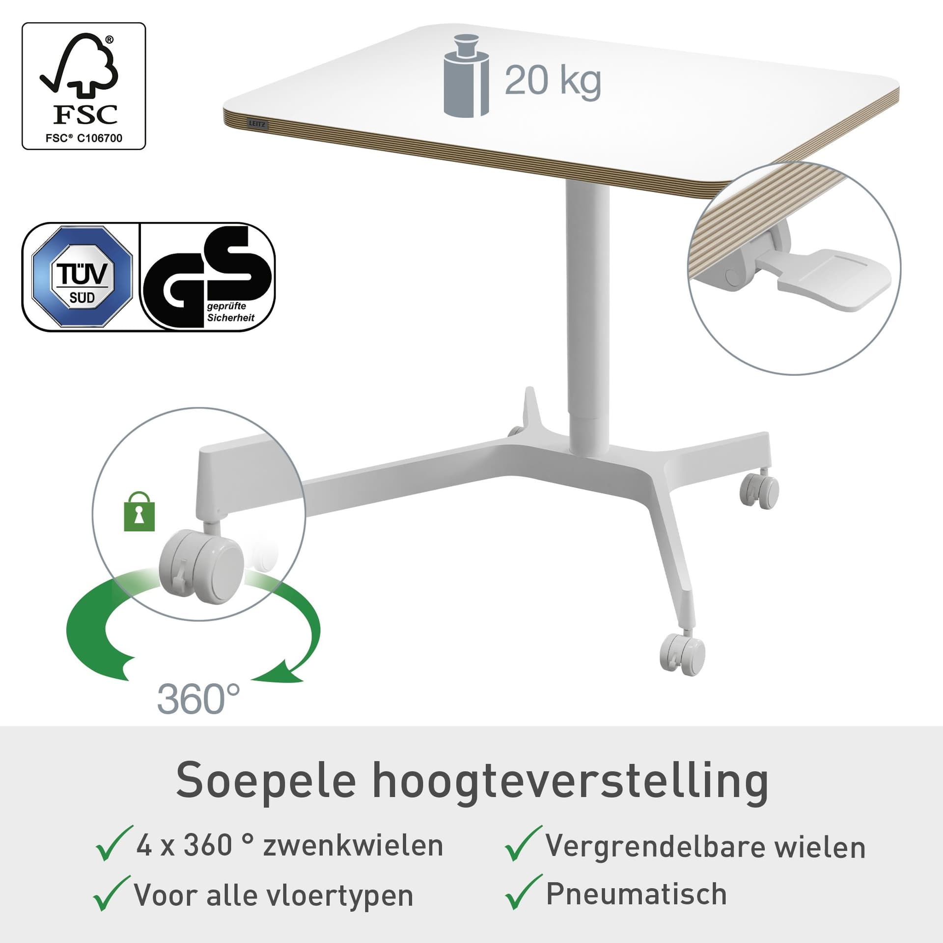 Zit-sta bureau Leitz Ergo compact wielen 3